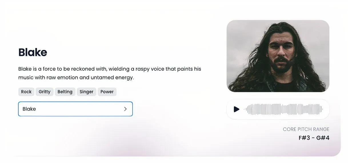 The Blake AI character in Audimee.