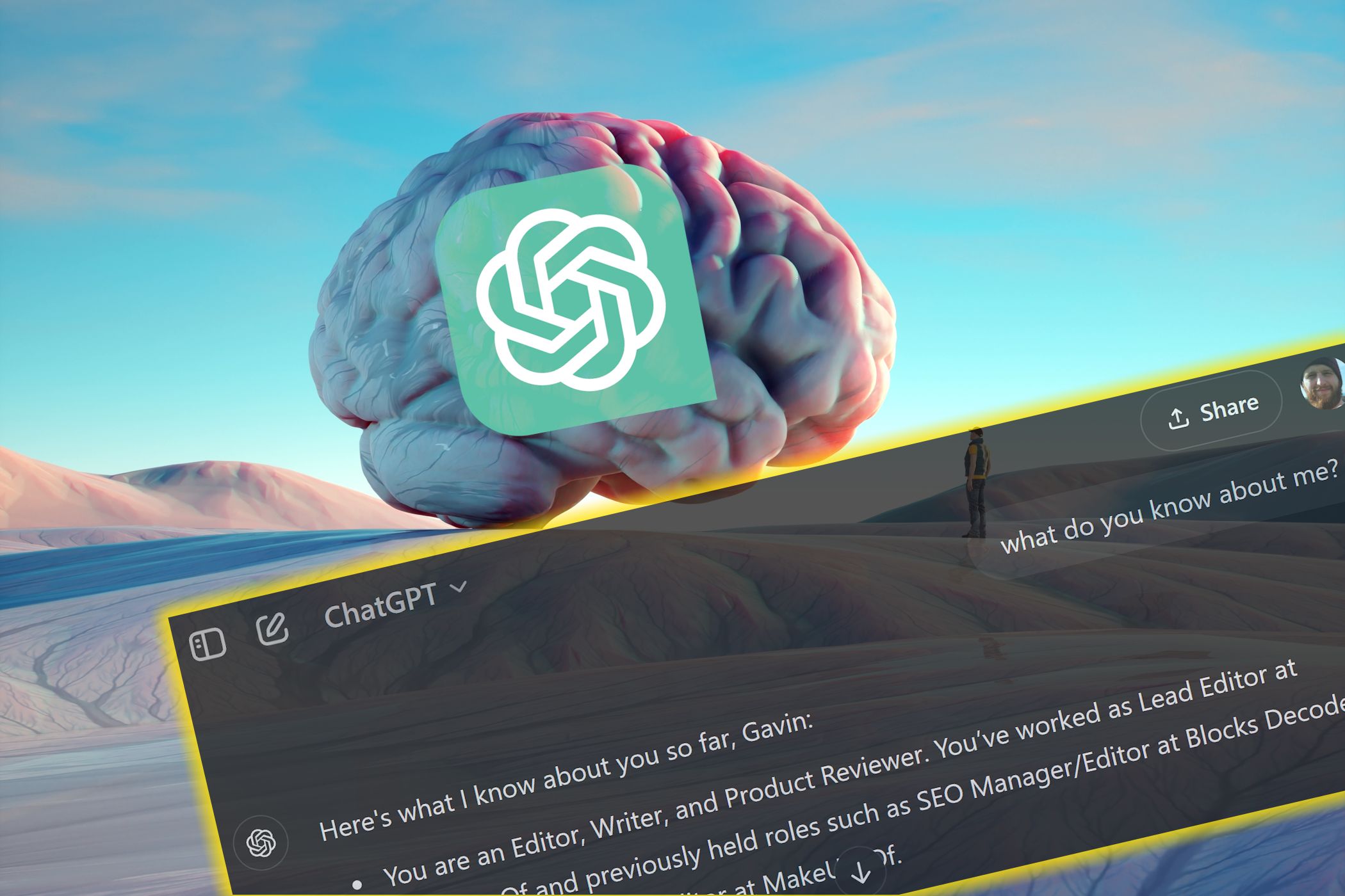 chatgpt memory brain being asked question about user