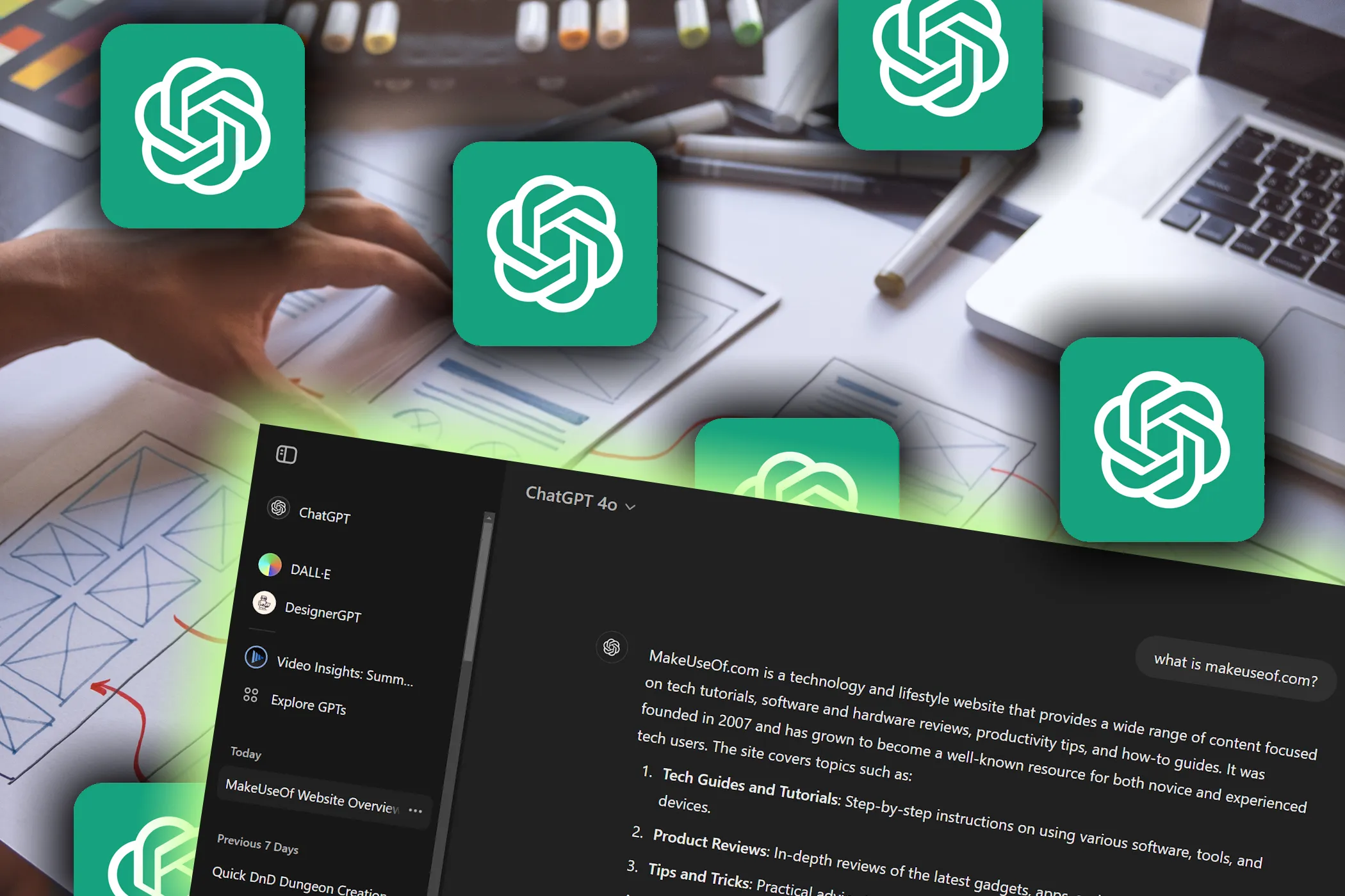 chatgpt user experience design elements with openai logos