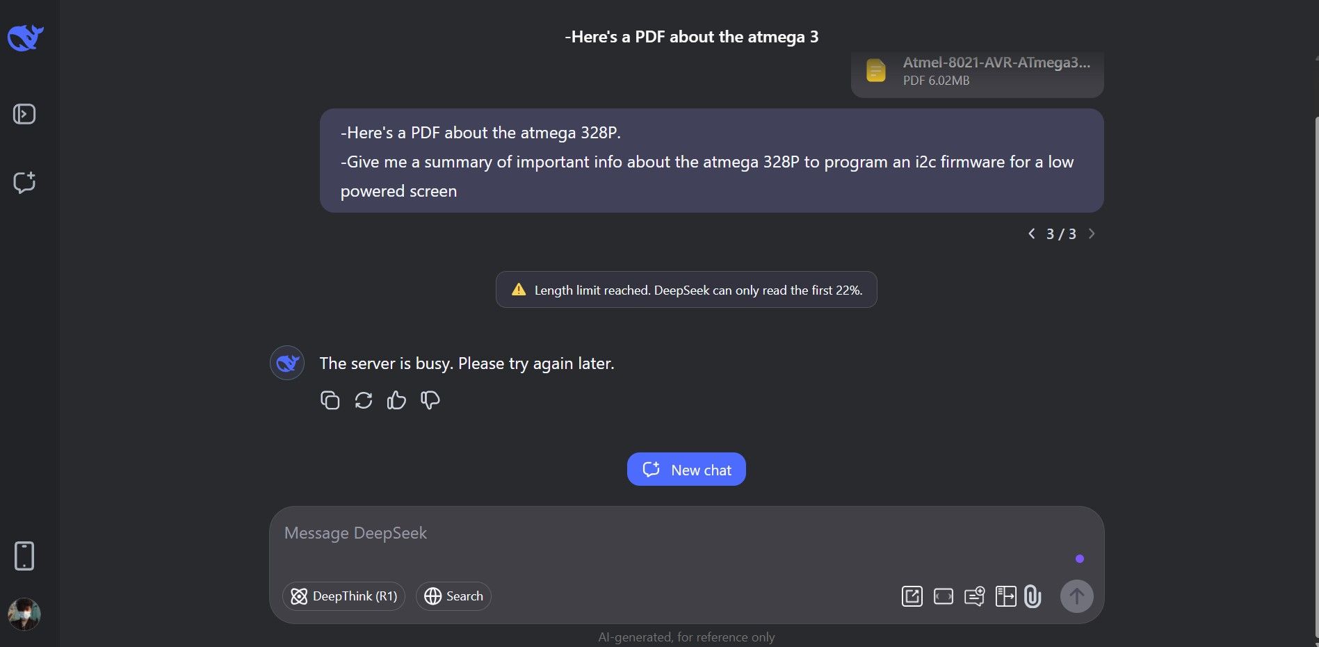 DeepSeek server unvailable