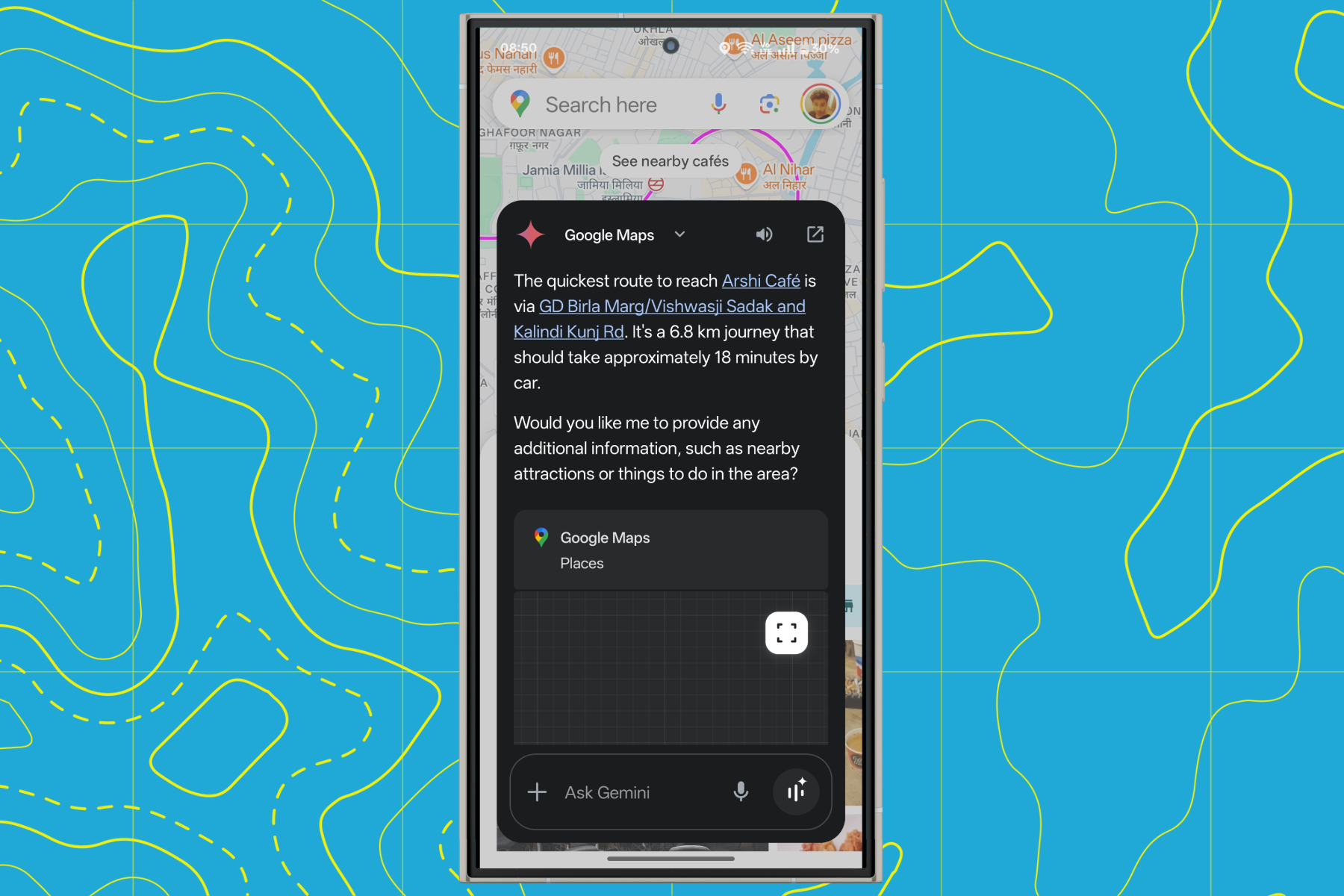 Gemini giving answers in Google Maps