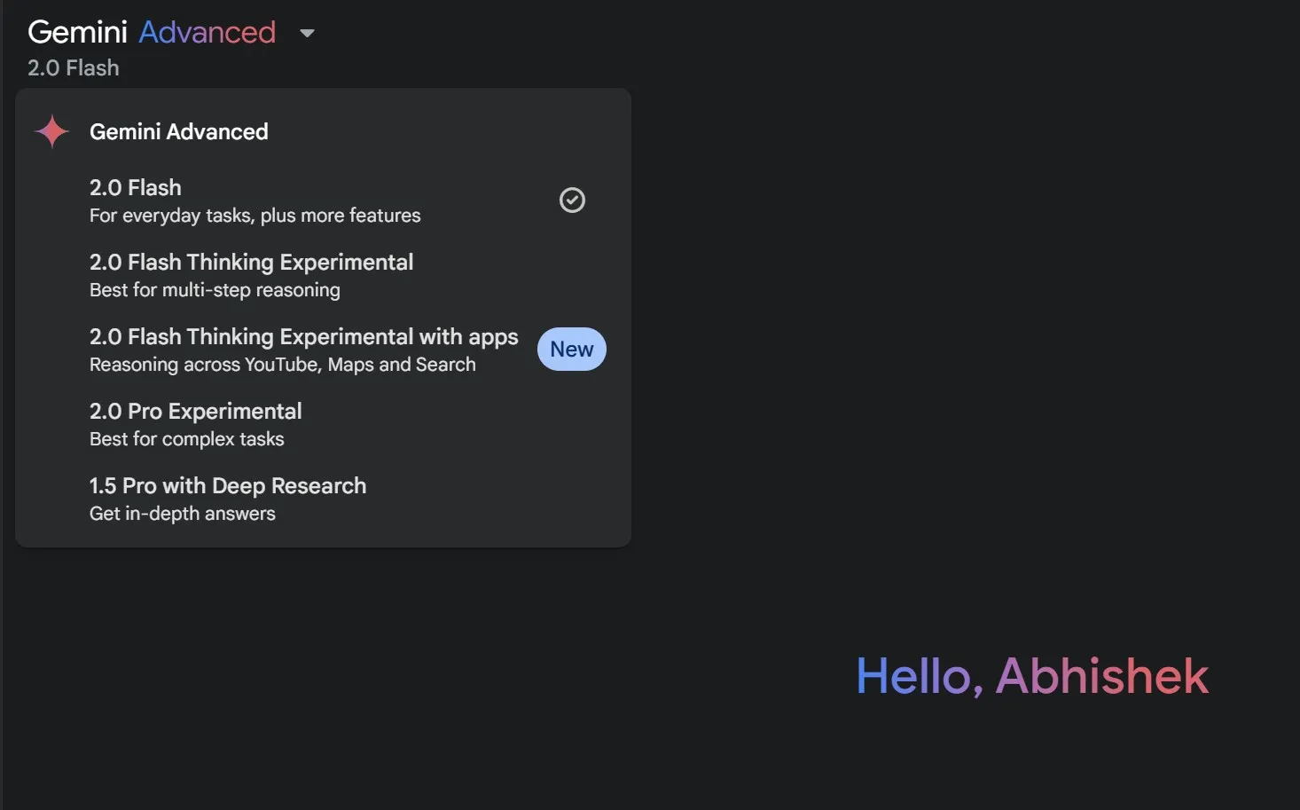 AI models in Google Gemini