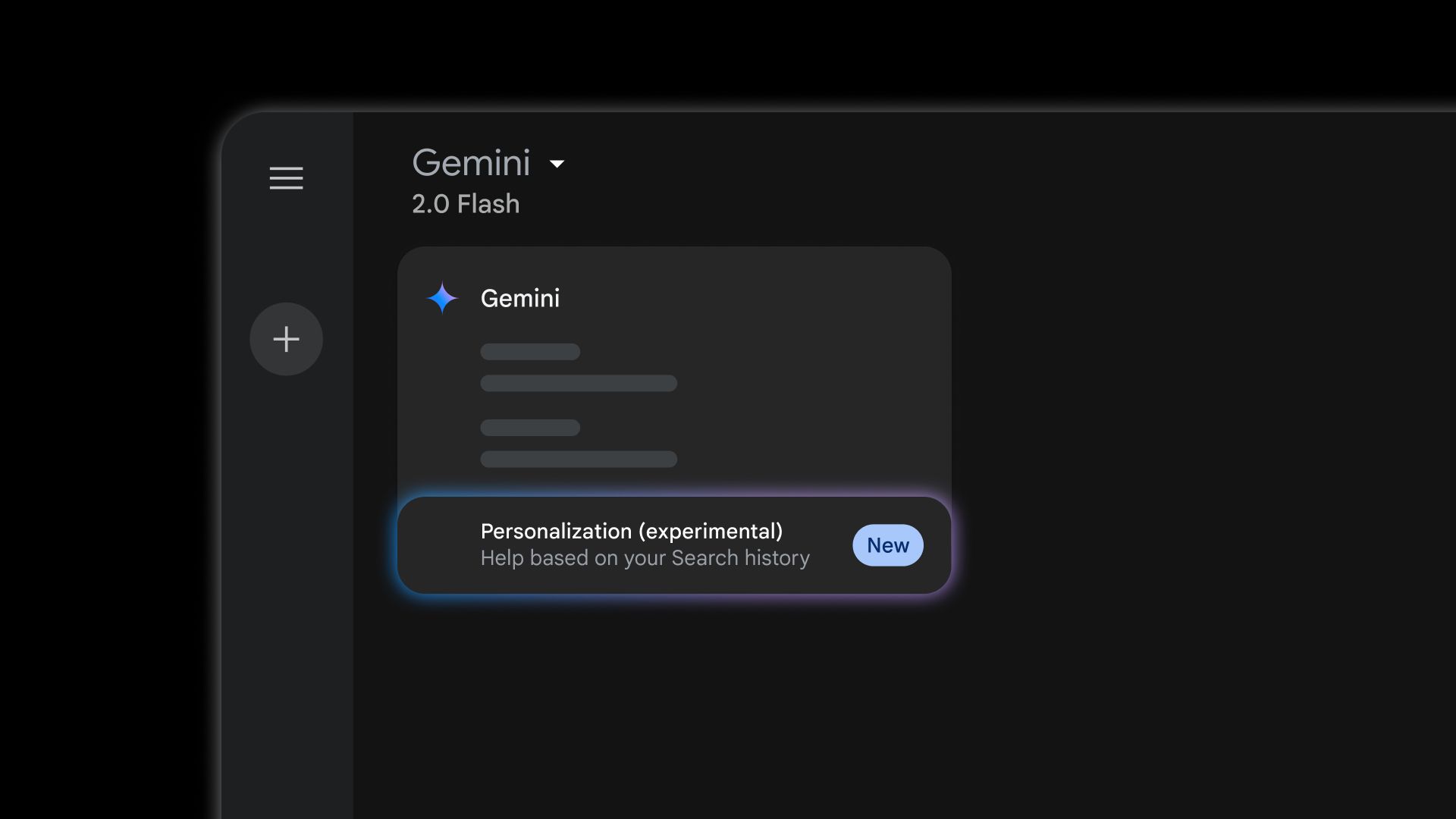 Google Gemini personalization drop down menu.