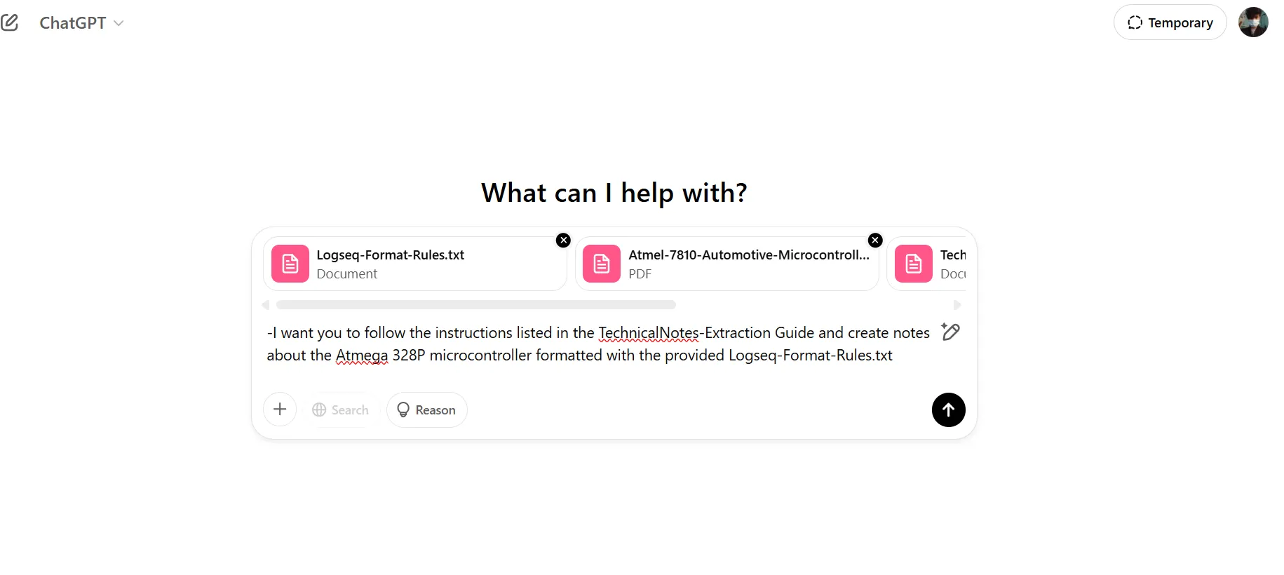 Prompting ChatGPT on what to do with my files