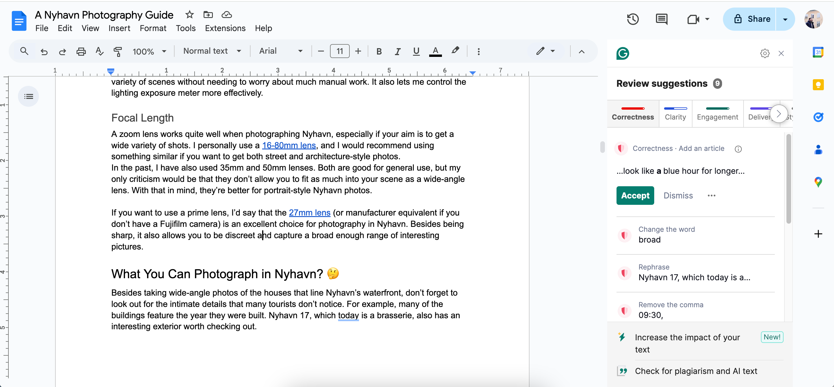 تحرير مستند جوجل باستخدام Grammarly