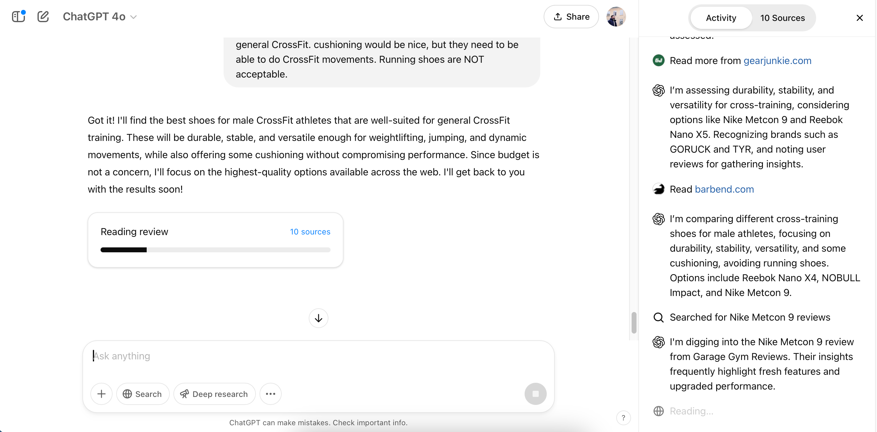 Research Progress Updates in the ChatGPT App