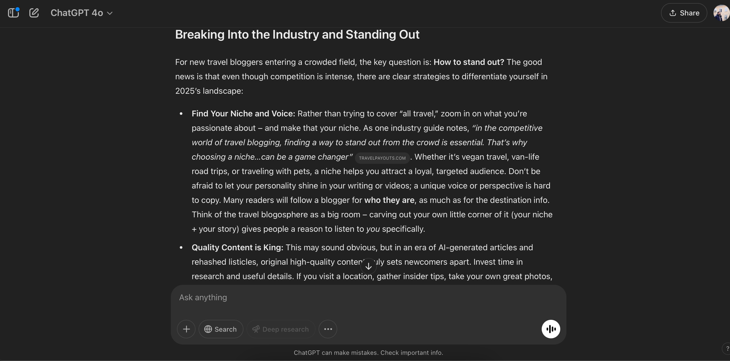 اكتشاف التوجهات باستخدام أداة Deep Research في ChatGPT