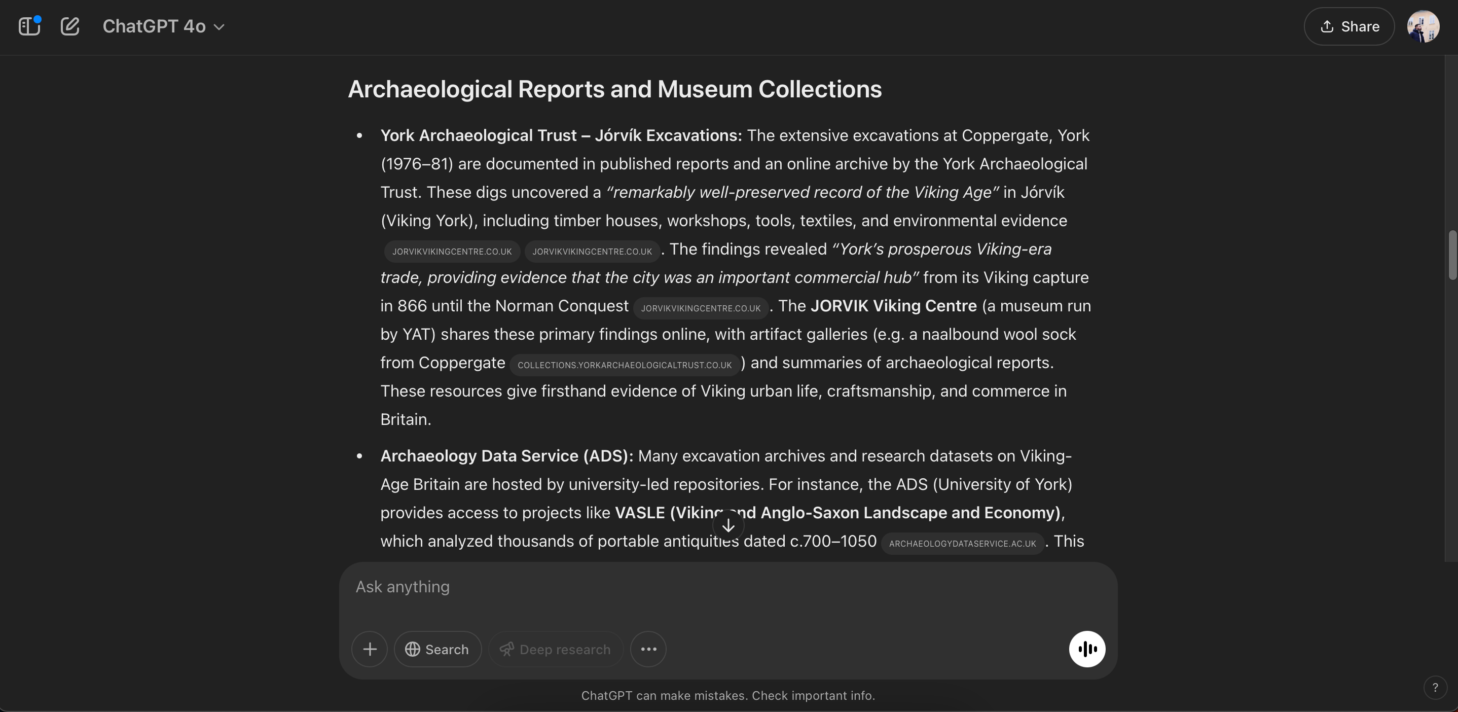 البحث عن توصيات بحثية مختلفة في ChatGPT