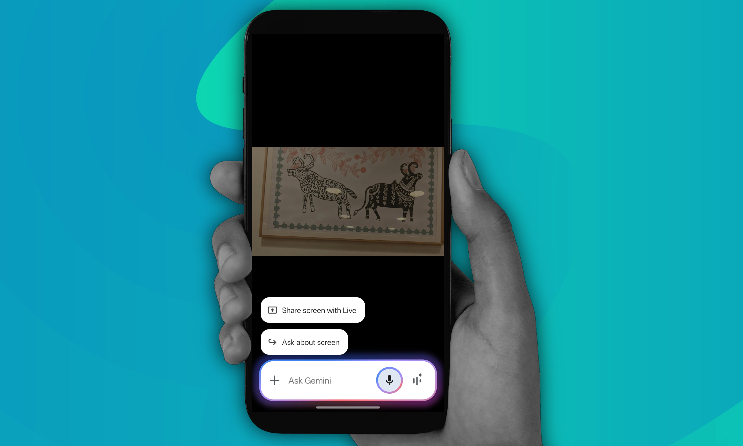 Identify painting using Gemini Live with camera and screen sharing.