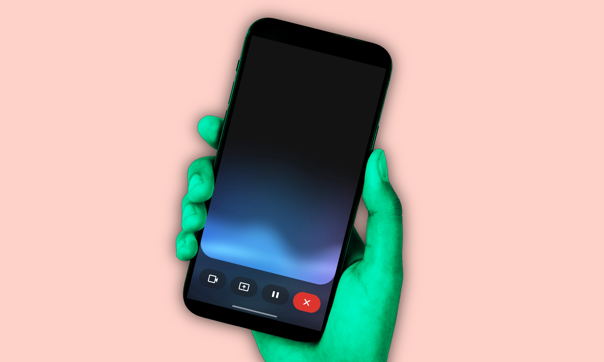 Home screen of Gemini Live with camera and screen sharing.