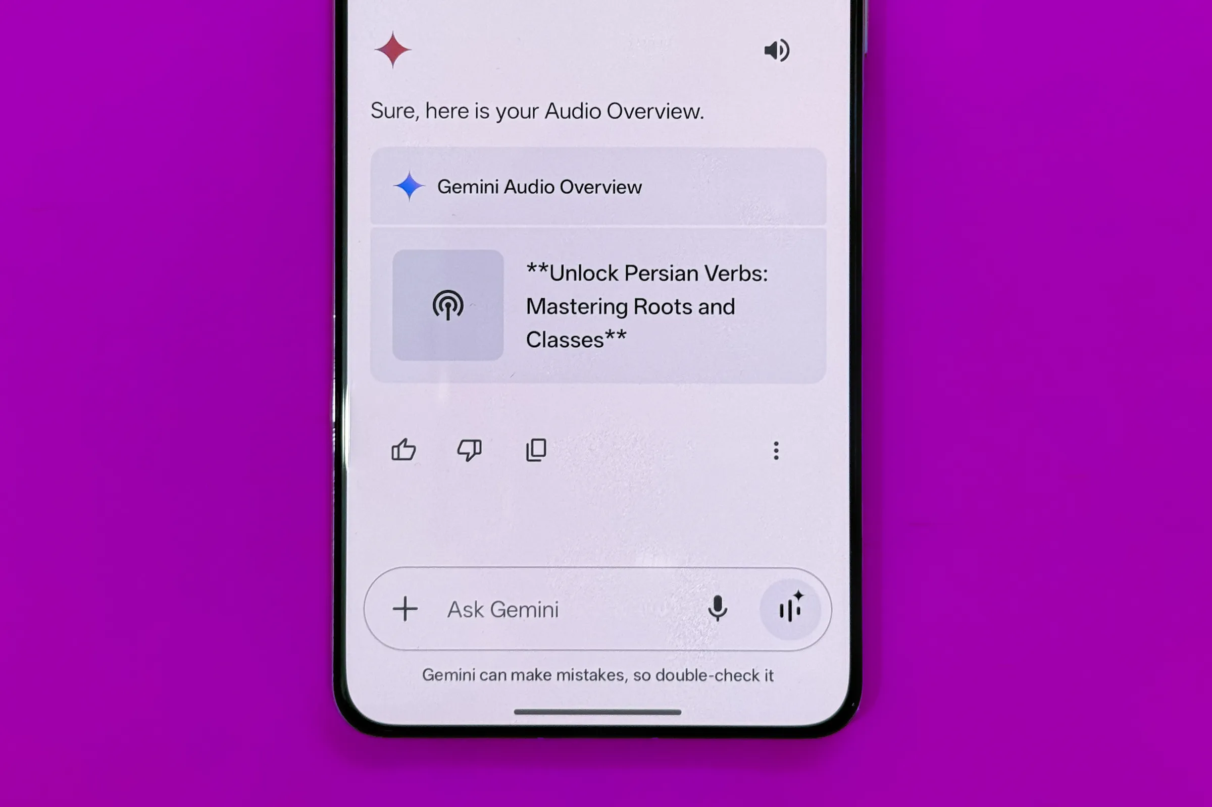 Gemini creating audio overview.
