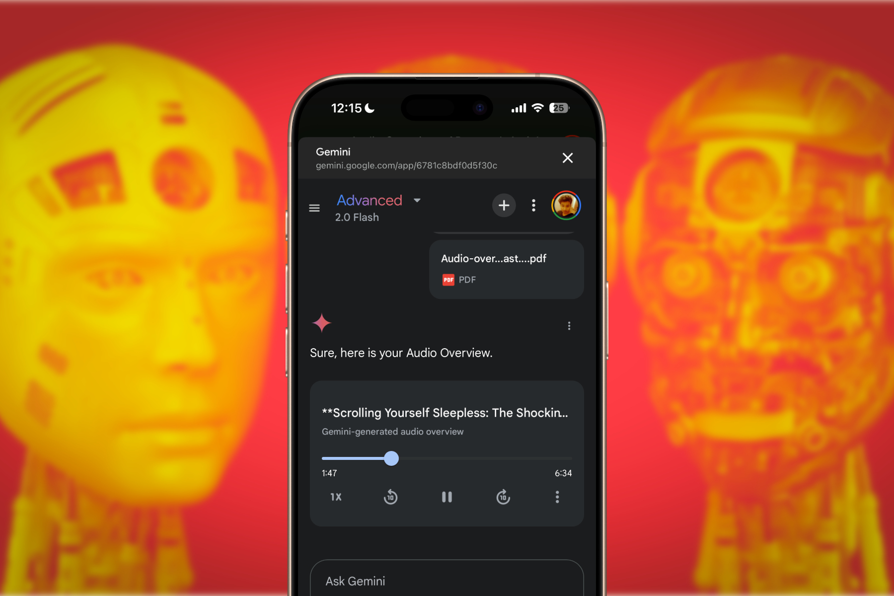 Gemini AI creating audio podcast out of research paper.