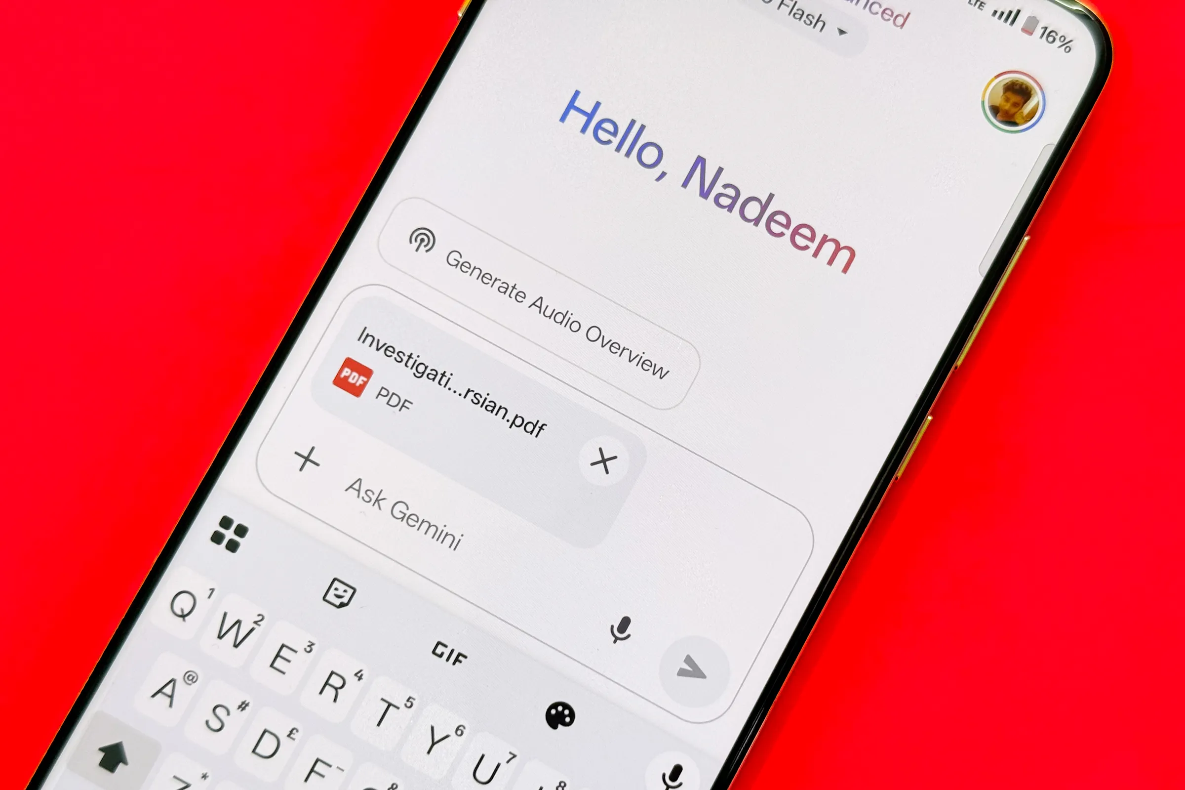 Audio overview prompt in Gemini.