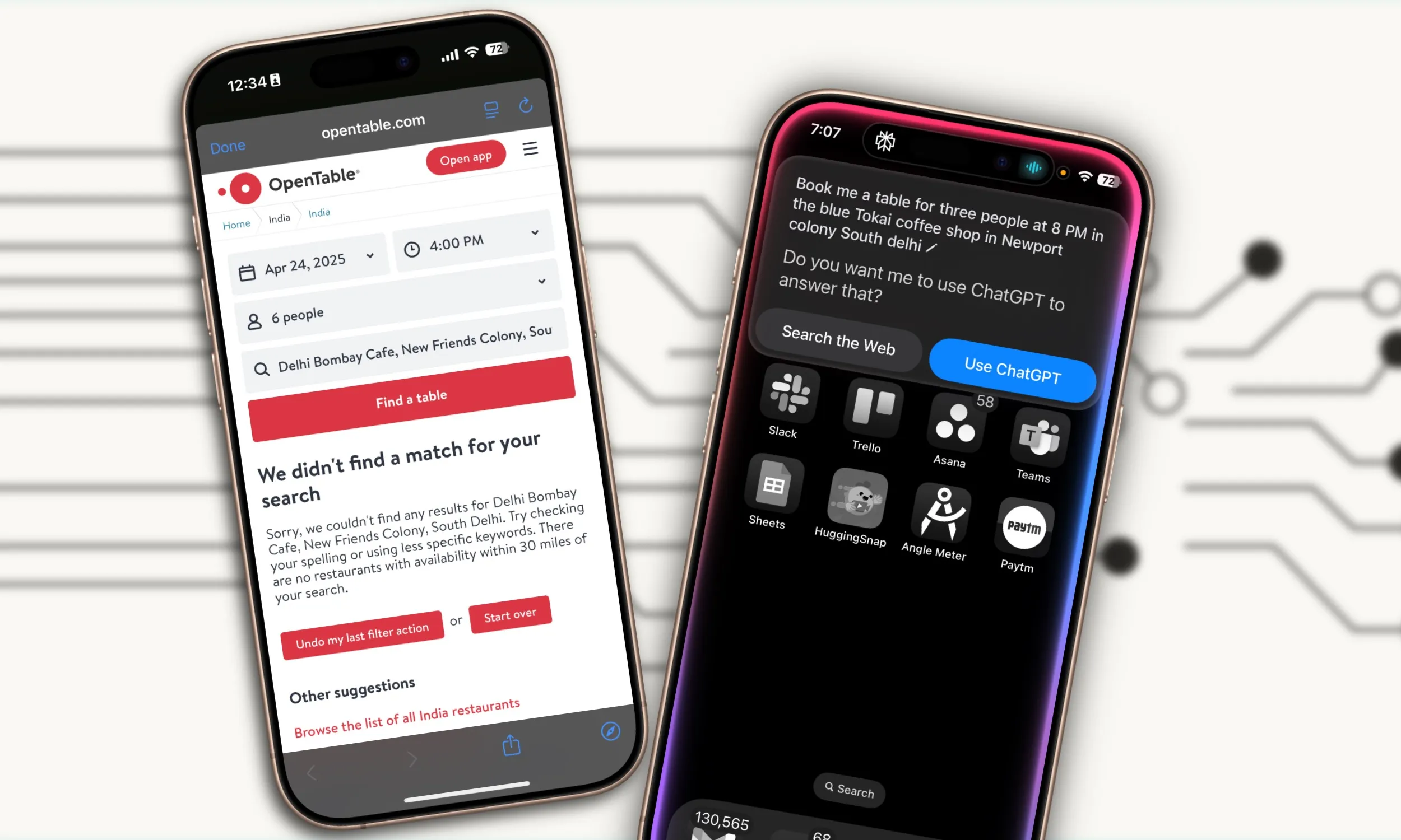 مقارنة بين سيري و Perplexity Assistant في طلب الطعام.