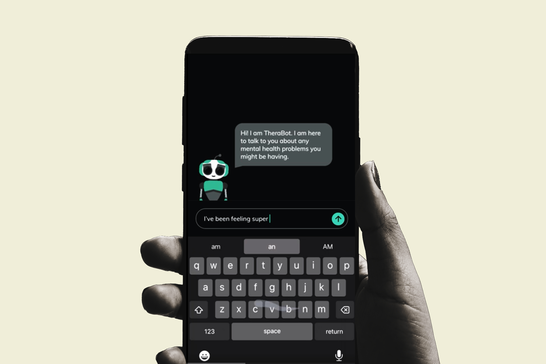 Interacting with Therabot AI App.