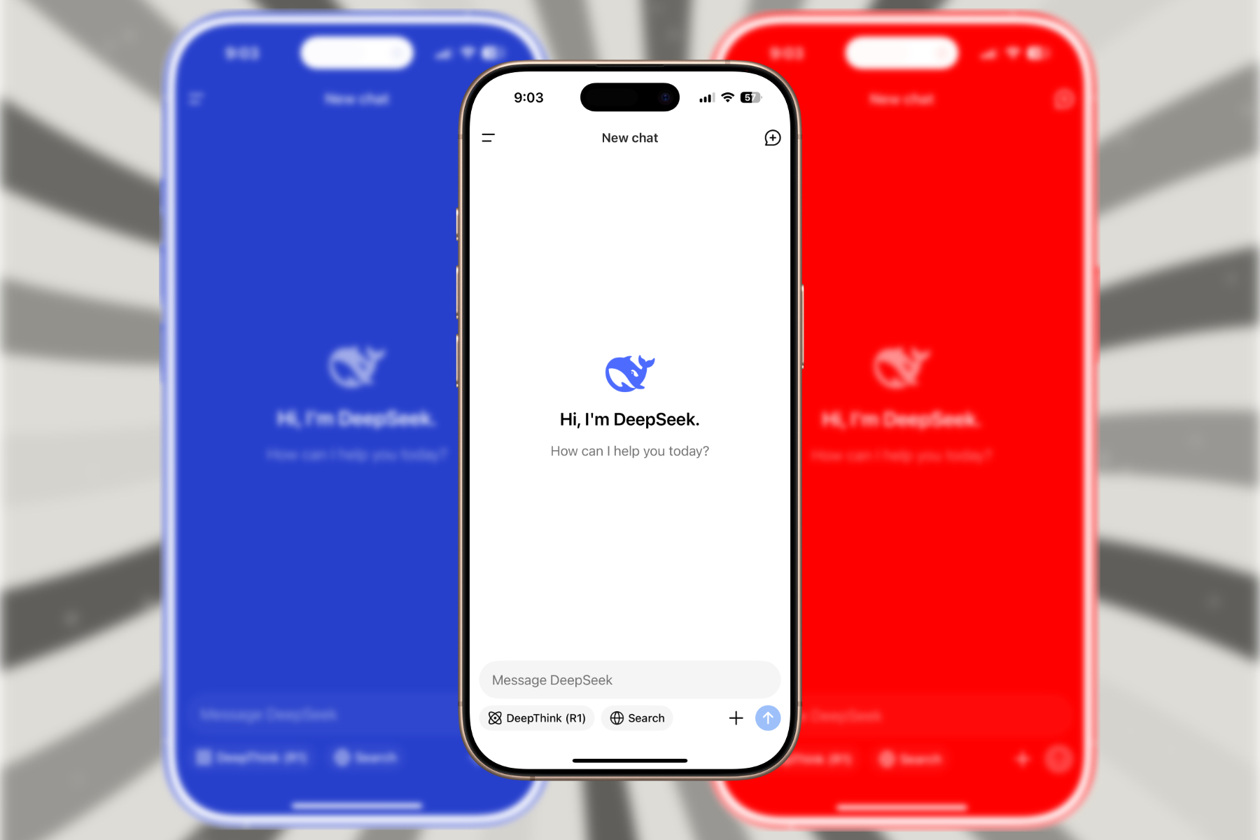 Homepage of DeepSeek's mobile AI app.
