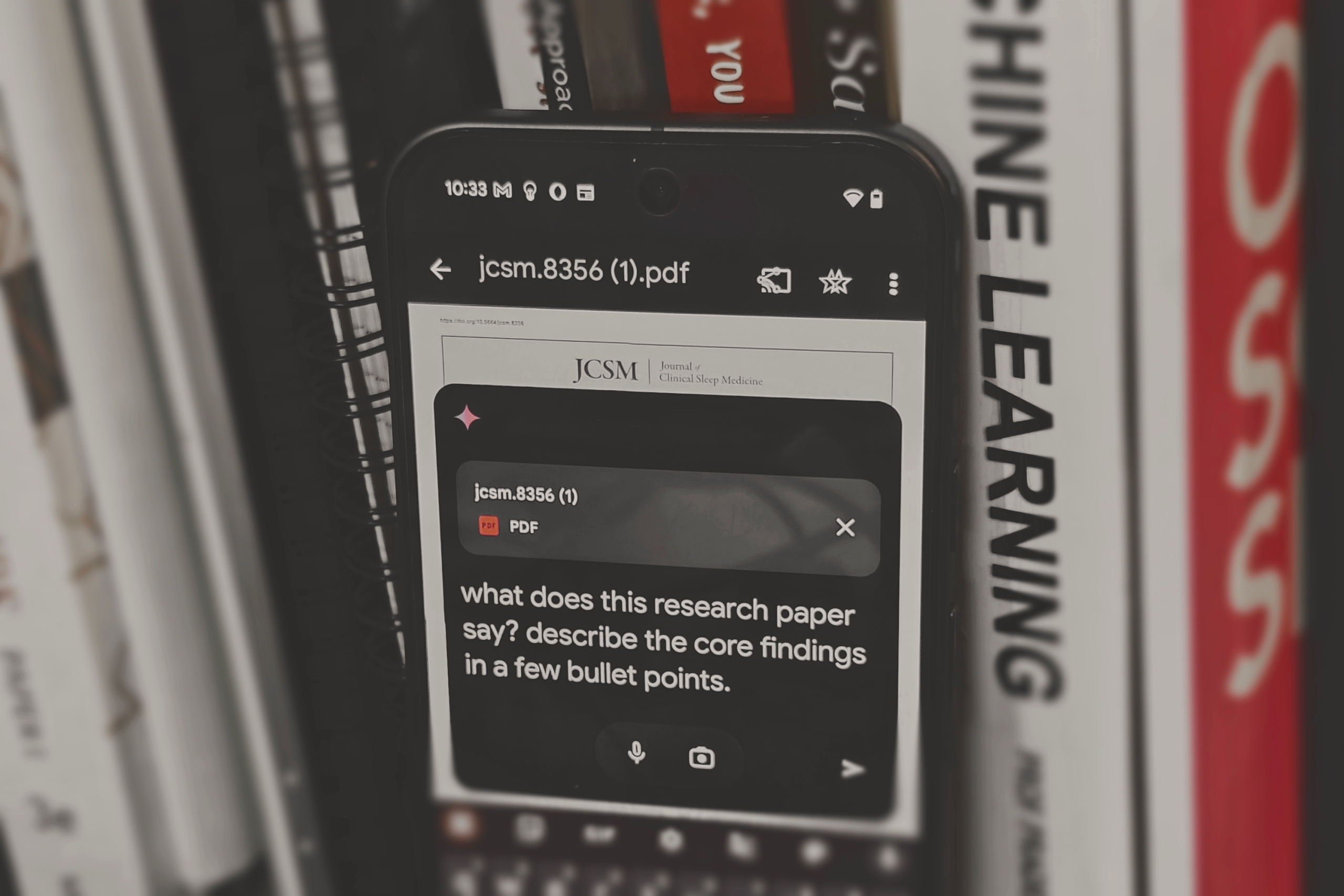 step of Gemini processing a PDF in Files by Google app.