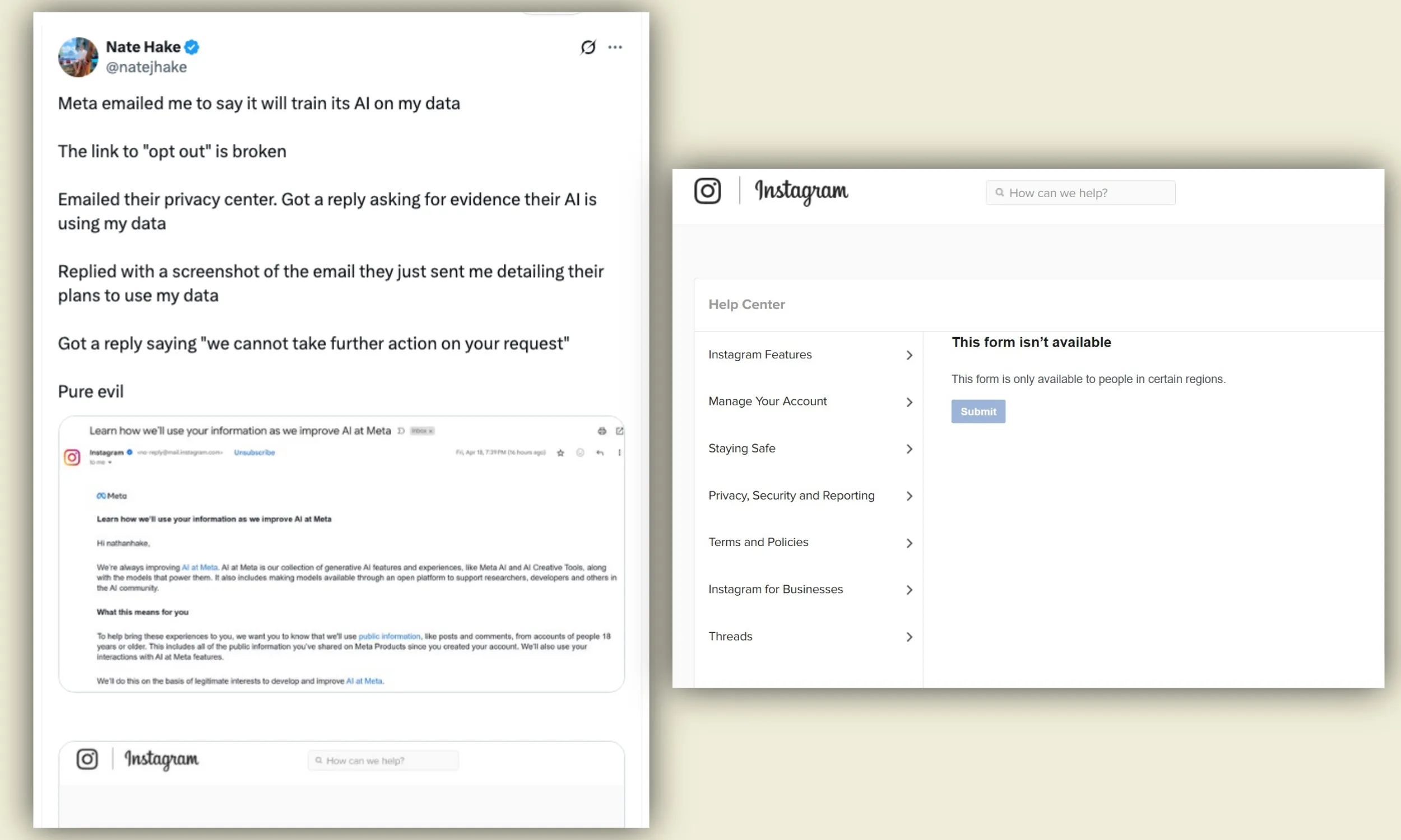 User complaining about Meta AI on X.