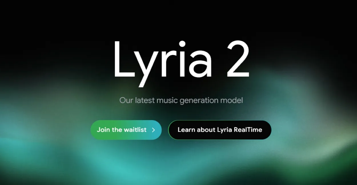 Lyria 2 Music generation model landing page preview