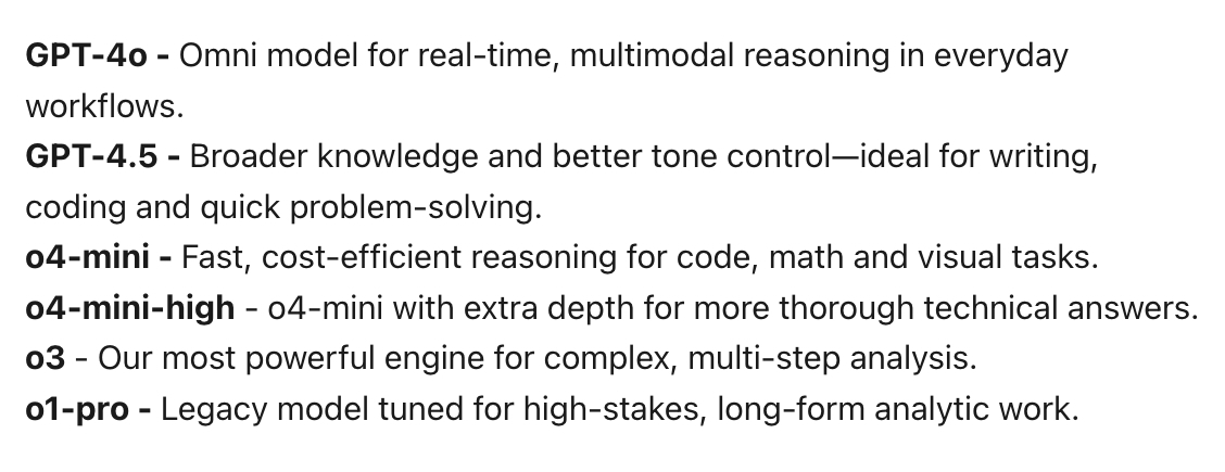 OpenAI model cheat sheet.