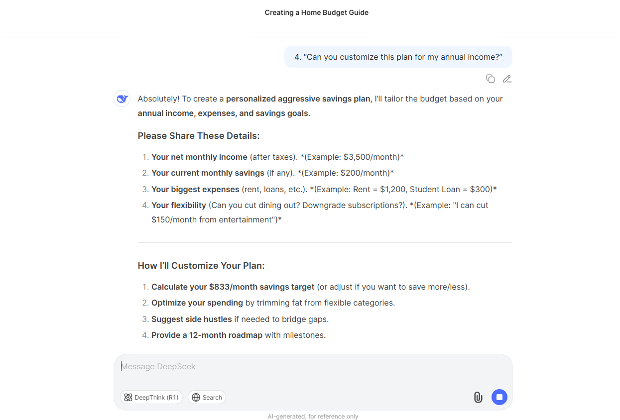 Deepseek screenshot