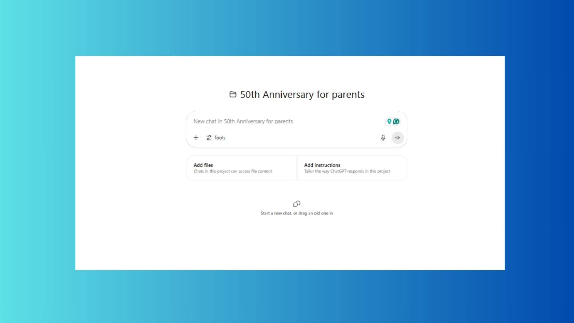 screenshot of new Project