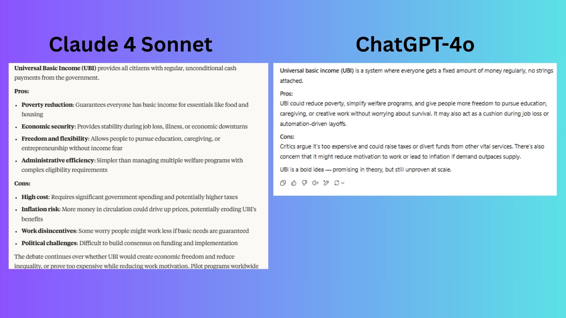 Screenshot of Claude vs. ChatGPT comparison