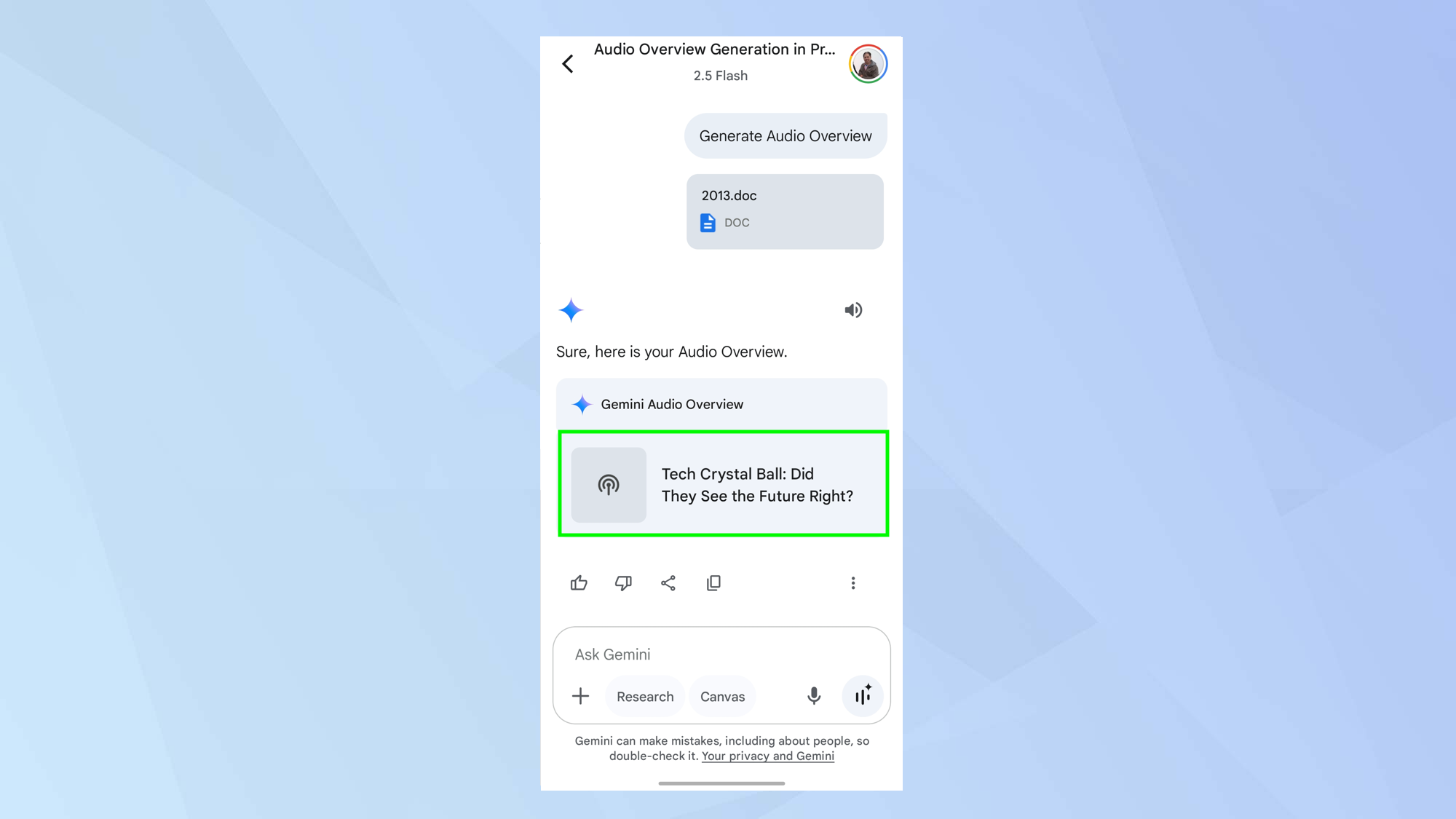 How to generate audio overviews in Gemini