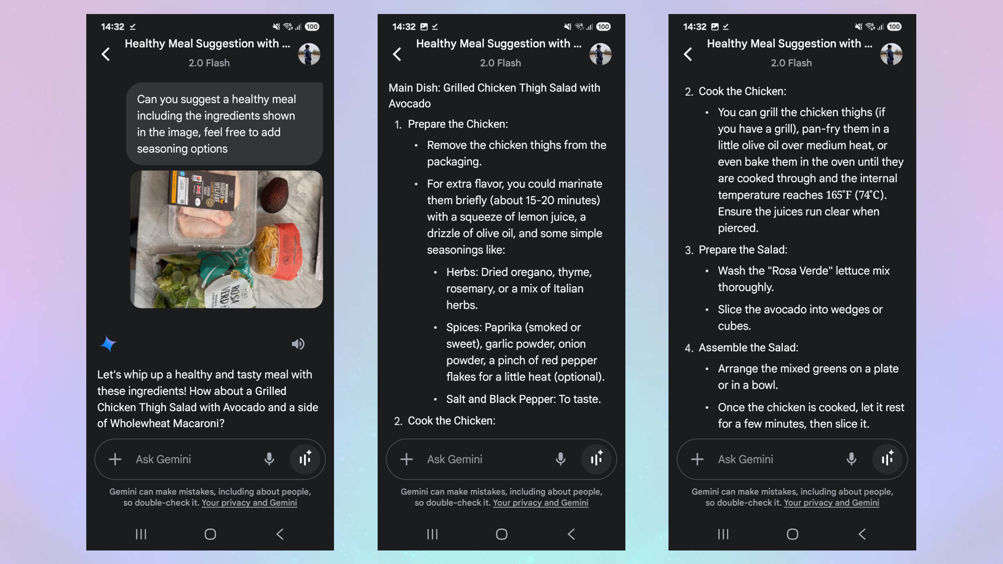 The first set of cooking instructions from Google Gemini
