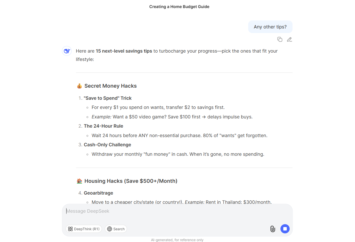 Deepseek financial screenshot 