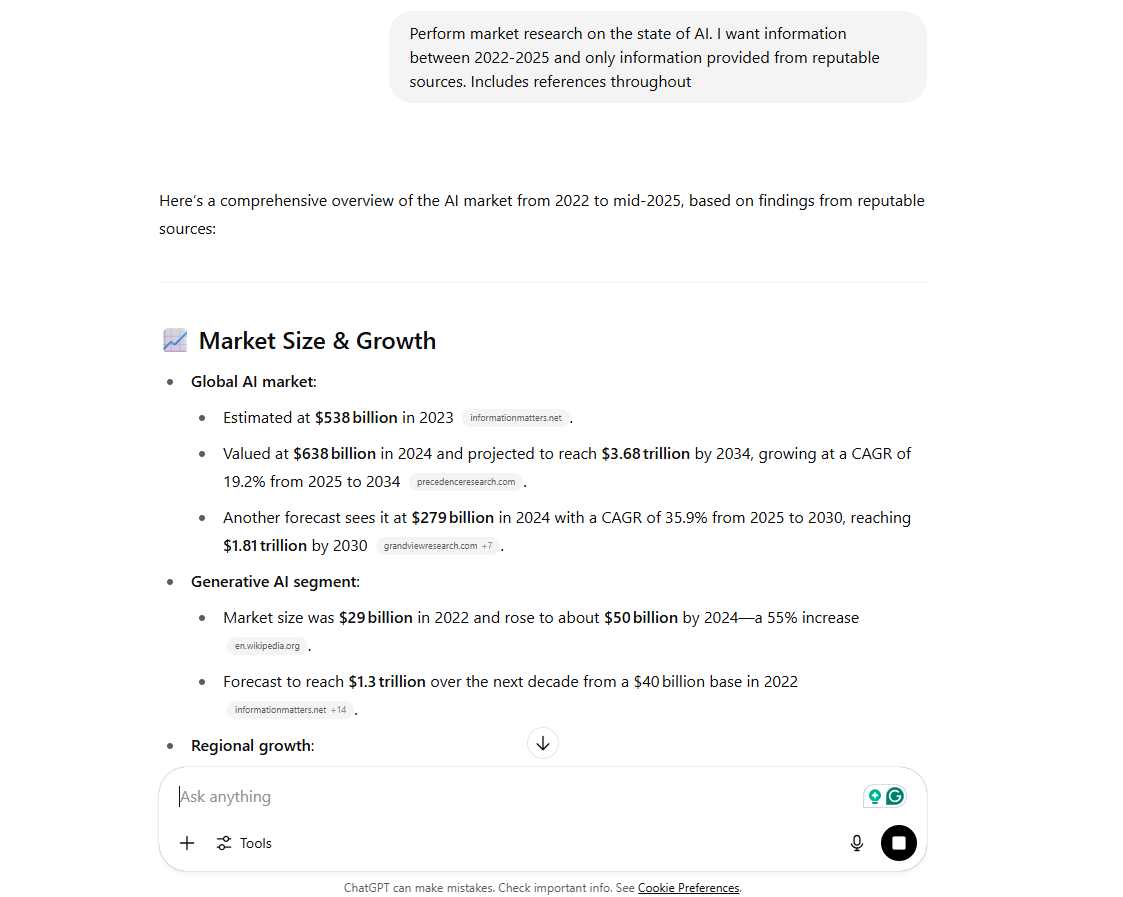 لقطة شاشة لـ ChatGPT