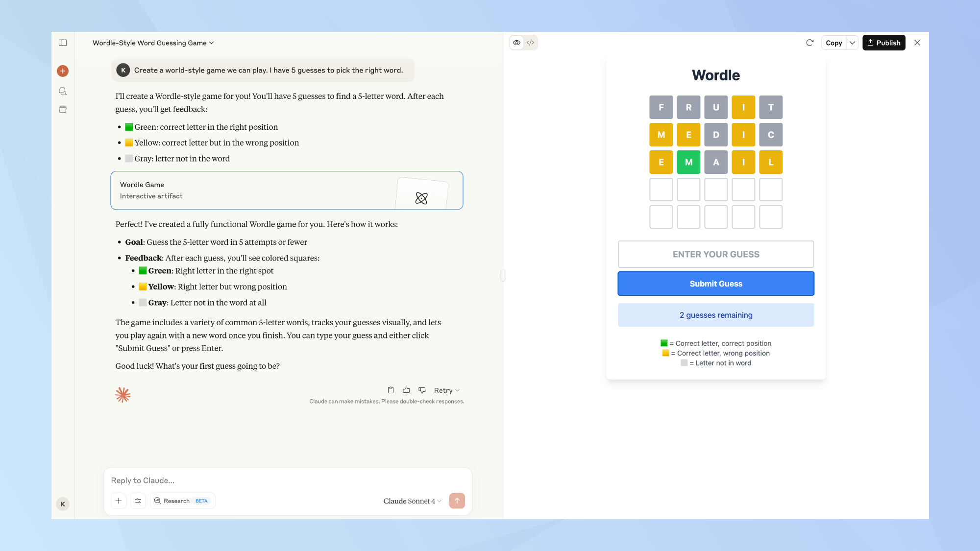 Claude wordle alternative