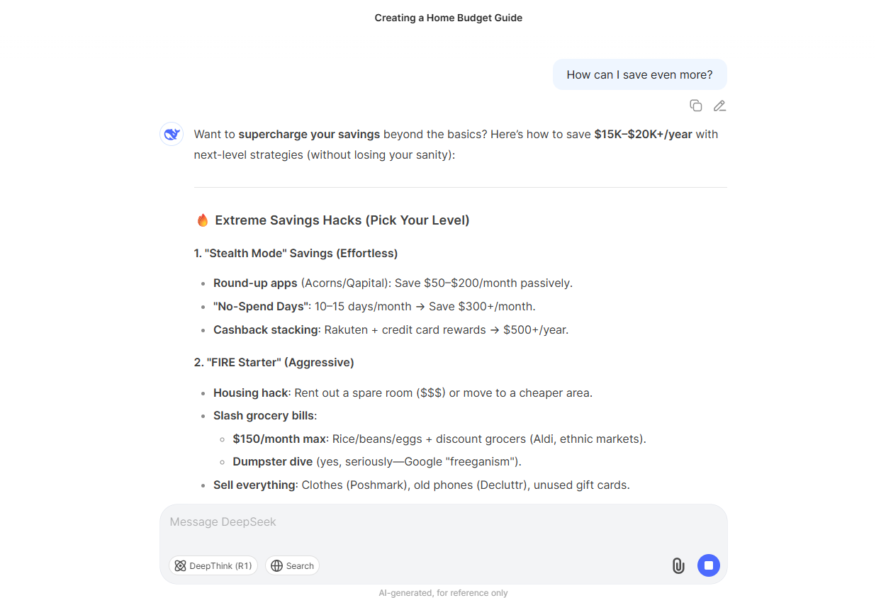 Deepseek financial screenshot