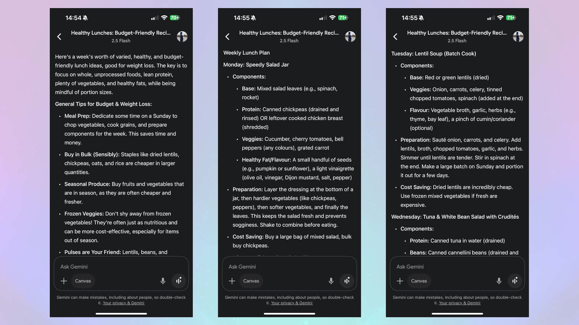 Gemini week meal plan PT 1
