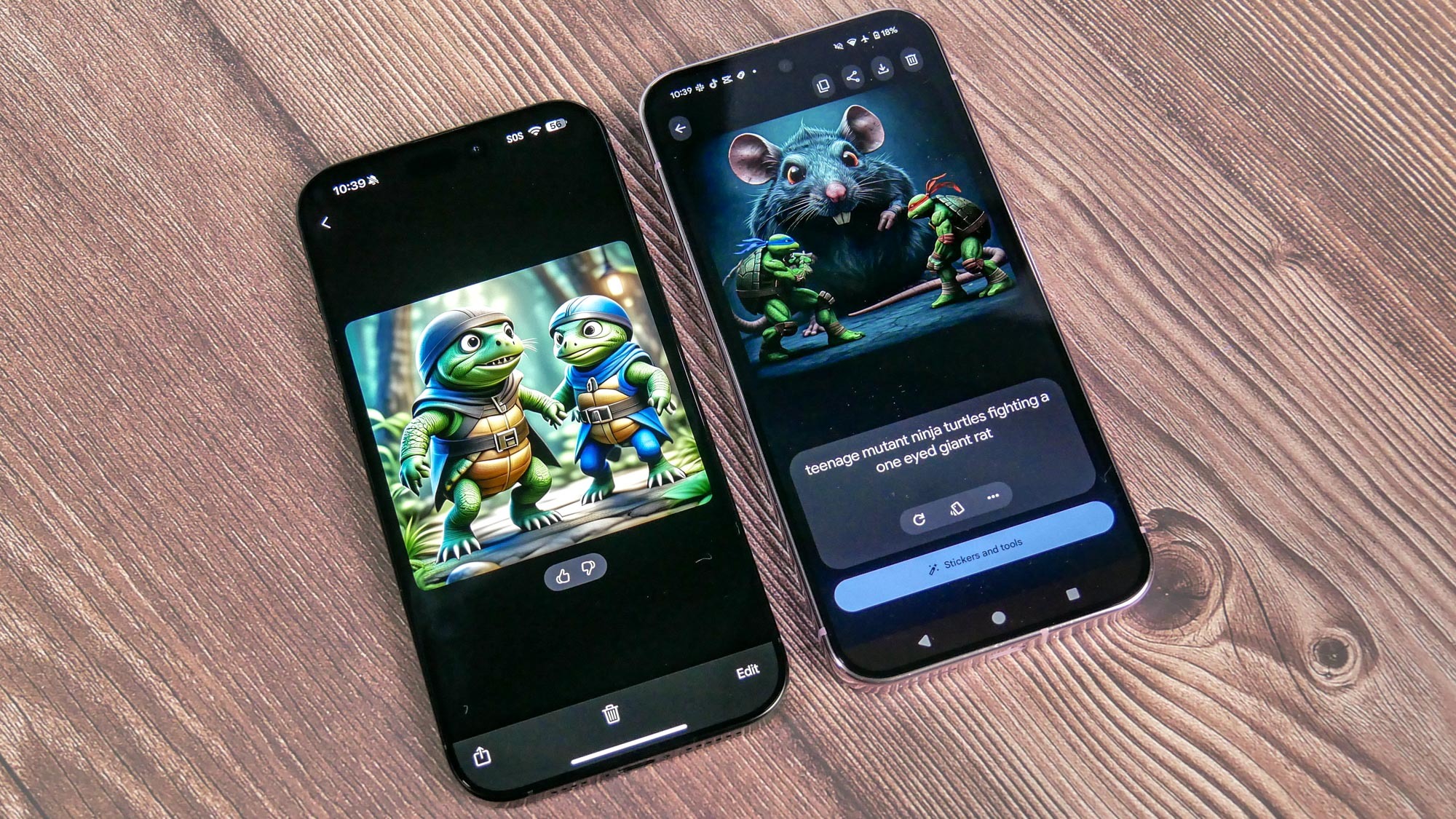مقارنة بين Apple Image Playground و Google Pixel Studio.