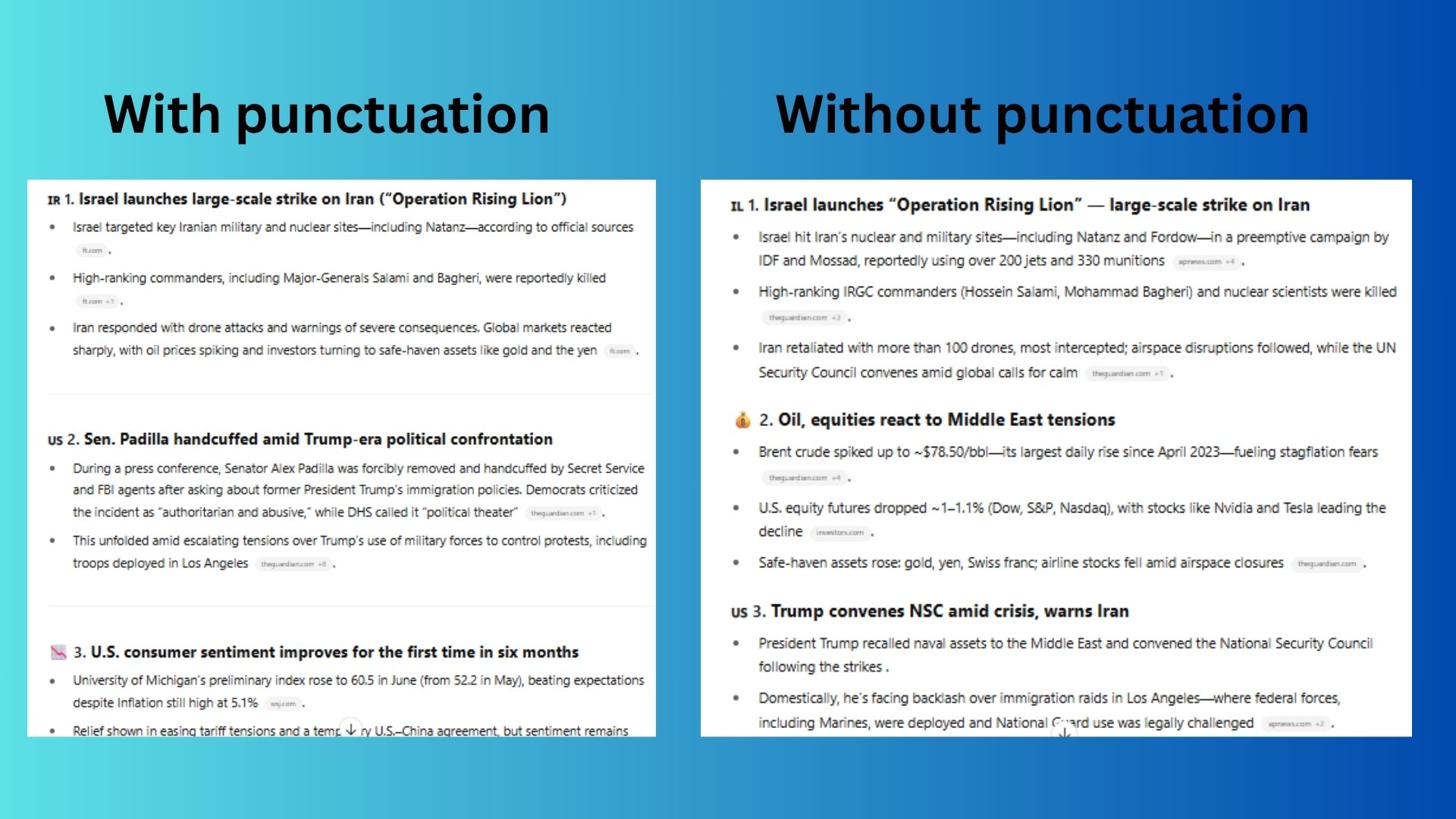 Screenshot of chatbot