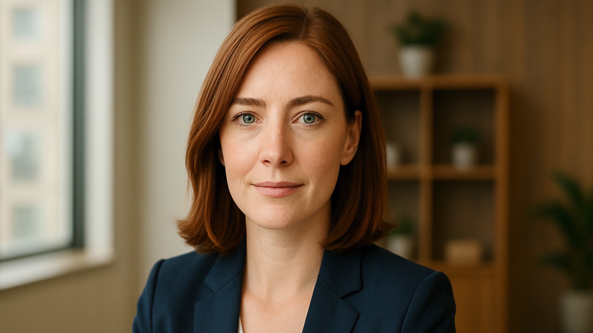 AI generated professional looking headshot of woman in blazer