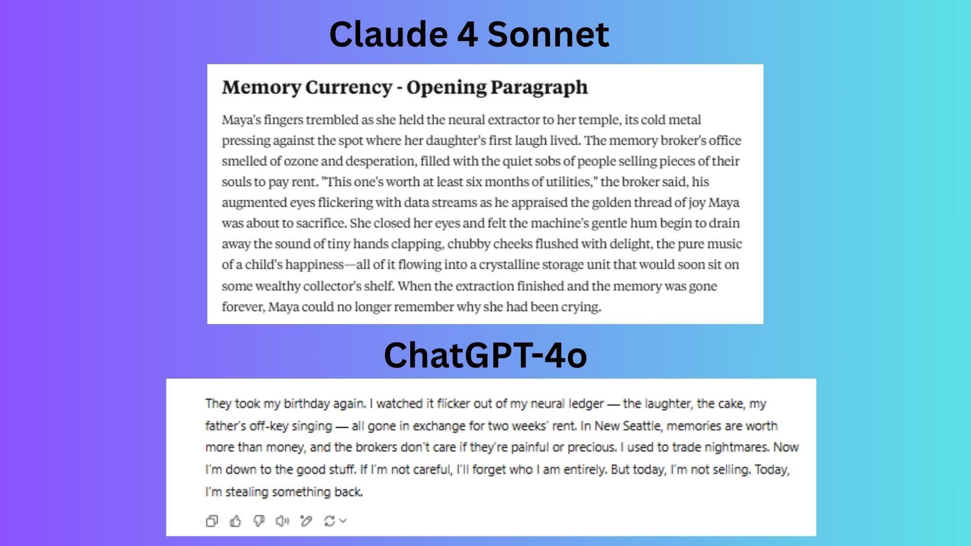 Screenshot of Claude vs. ChatGPT comparison