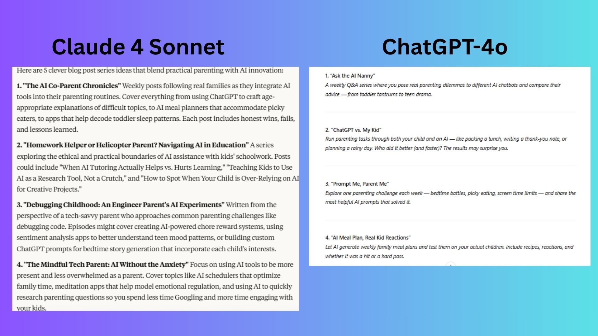 Screenshot of Claude vs. ChatGPT comparison