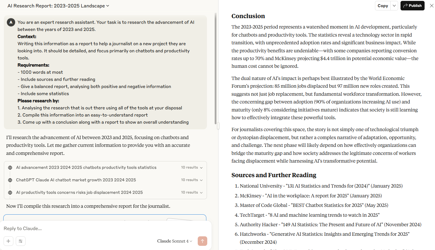 Claude AI screenshot