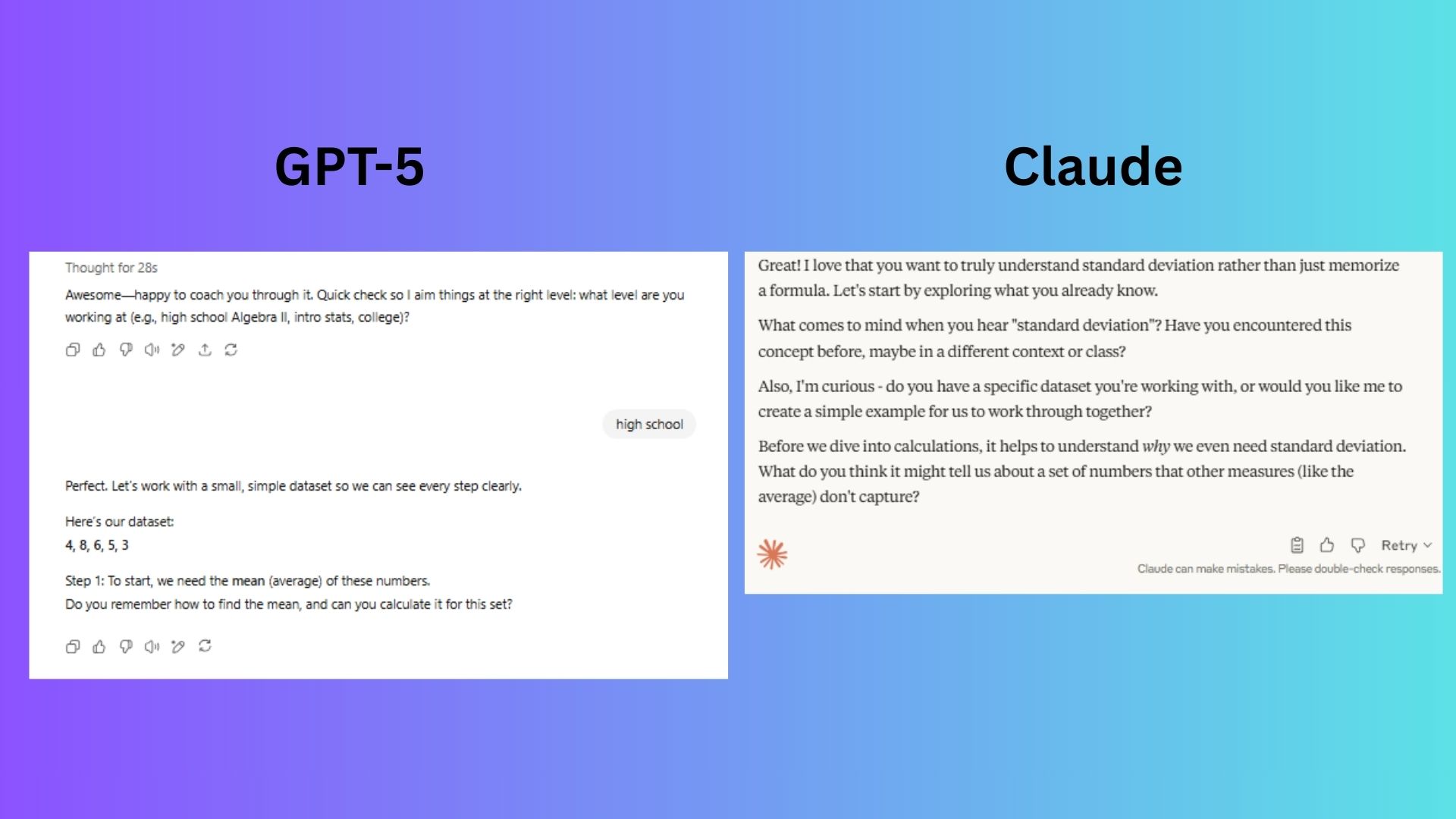 GPT-5 vs Claude screenshot