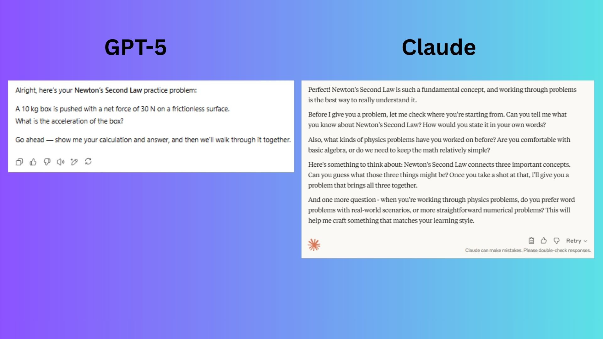 GPT-5 vs Claude screenshot