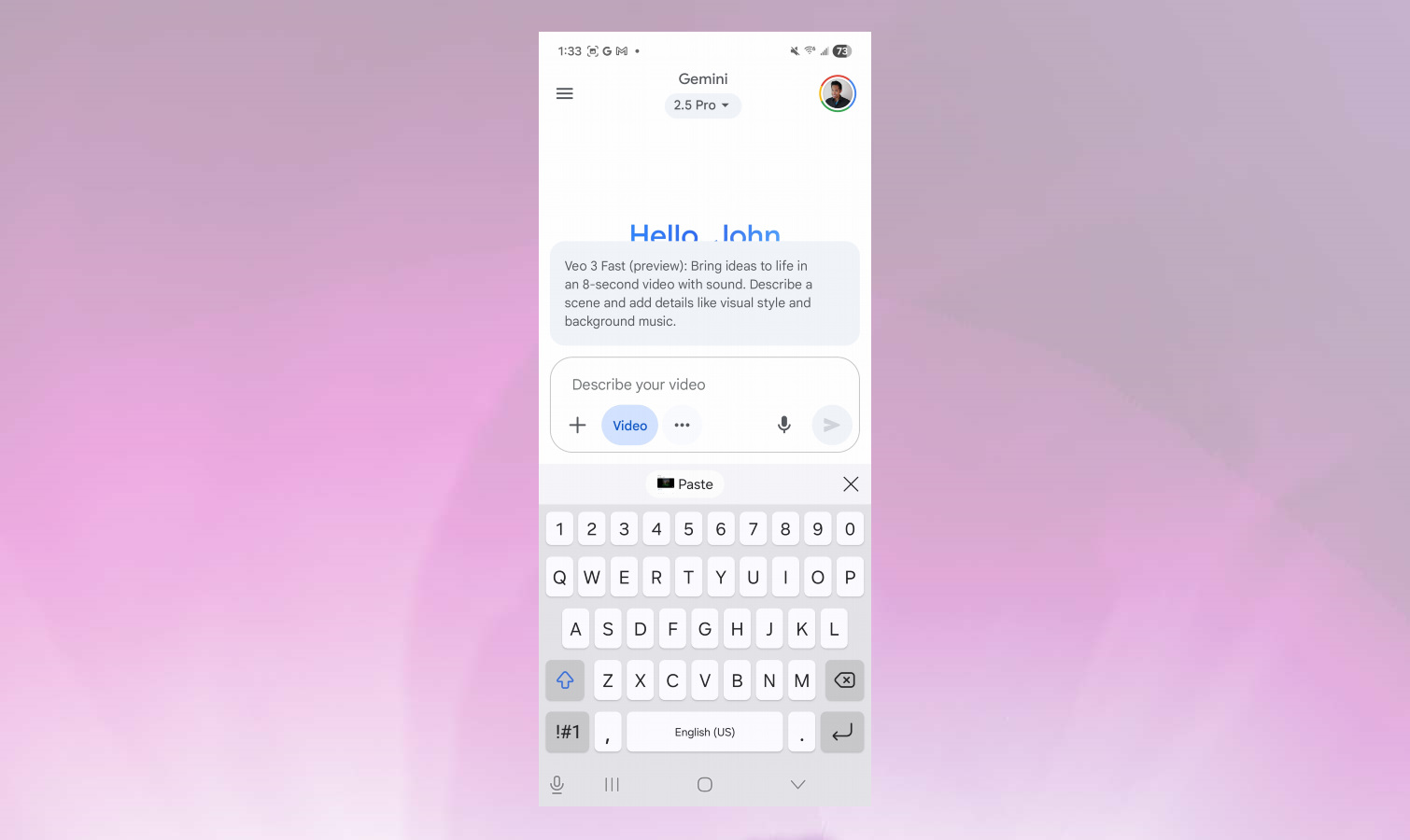 Google Gemini Veo 3 video generator screenshot.