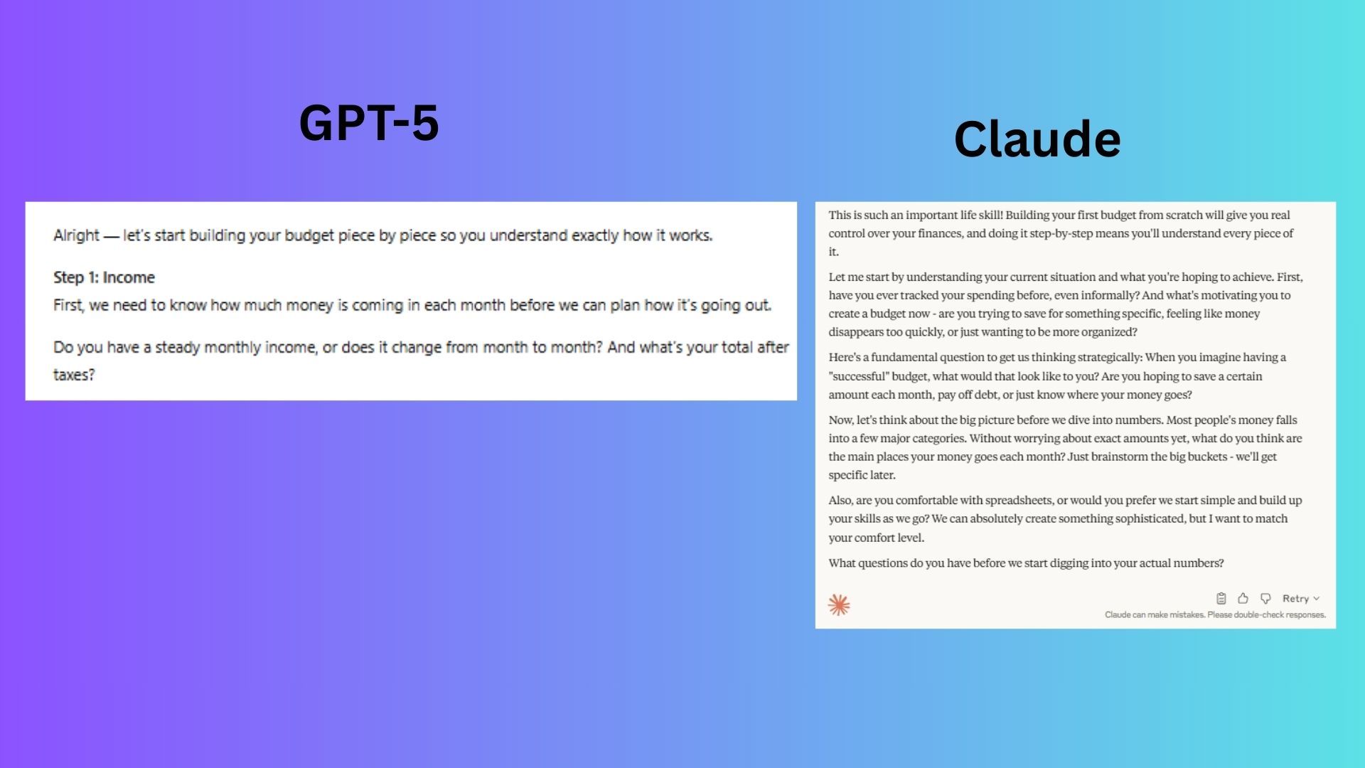 GPT-5 vs Claude screenshot