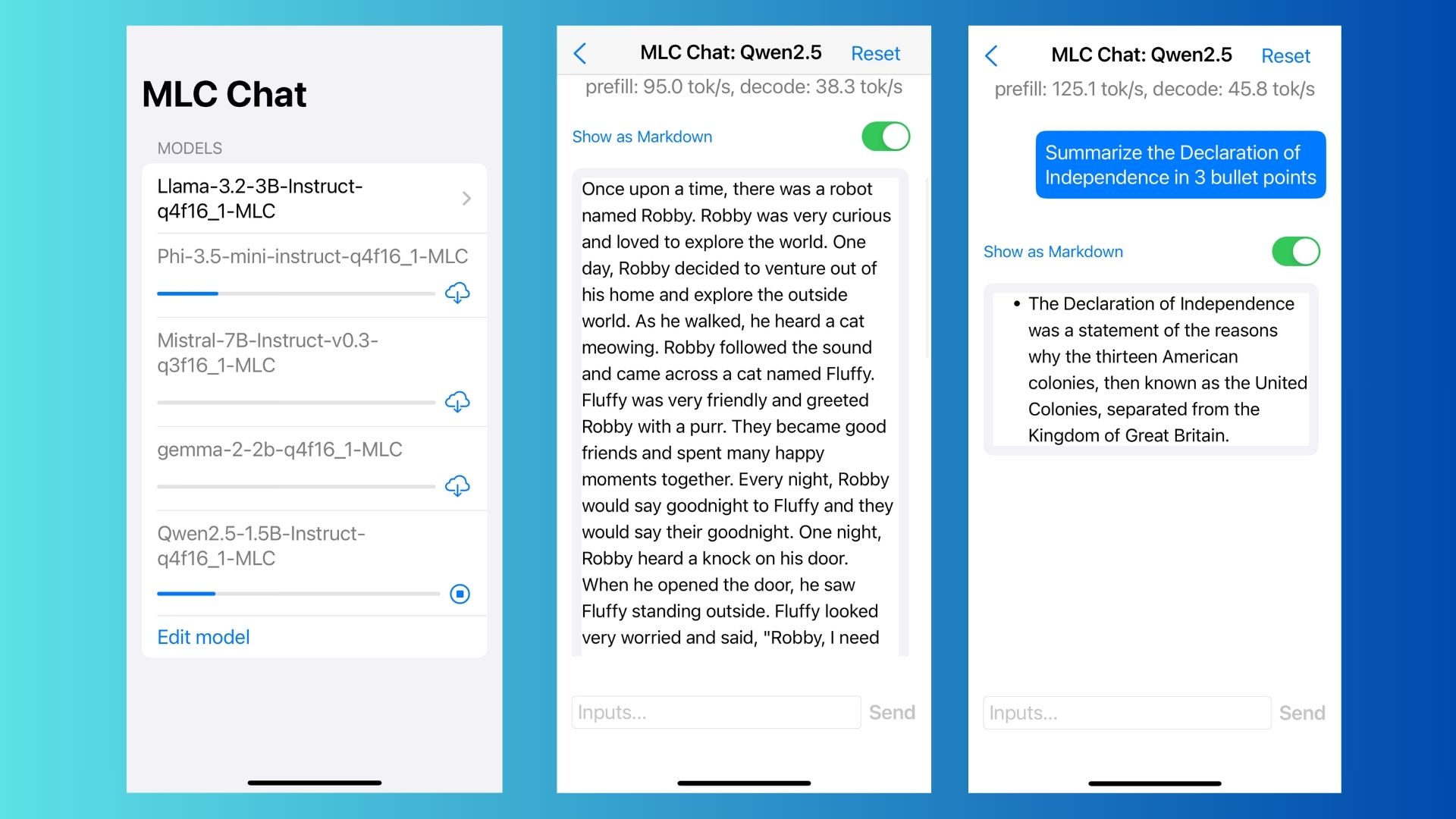 screenshot of LLM locally