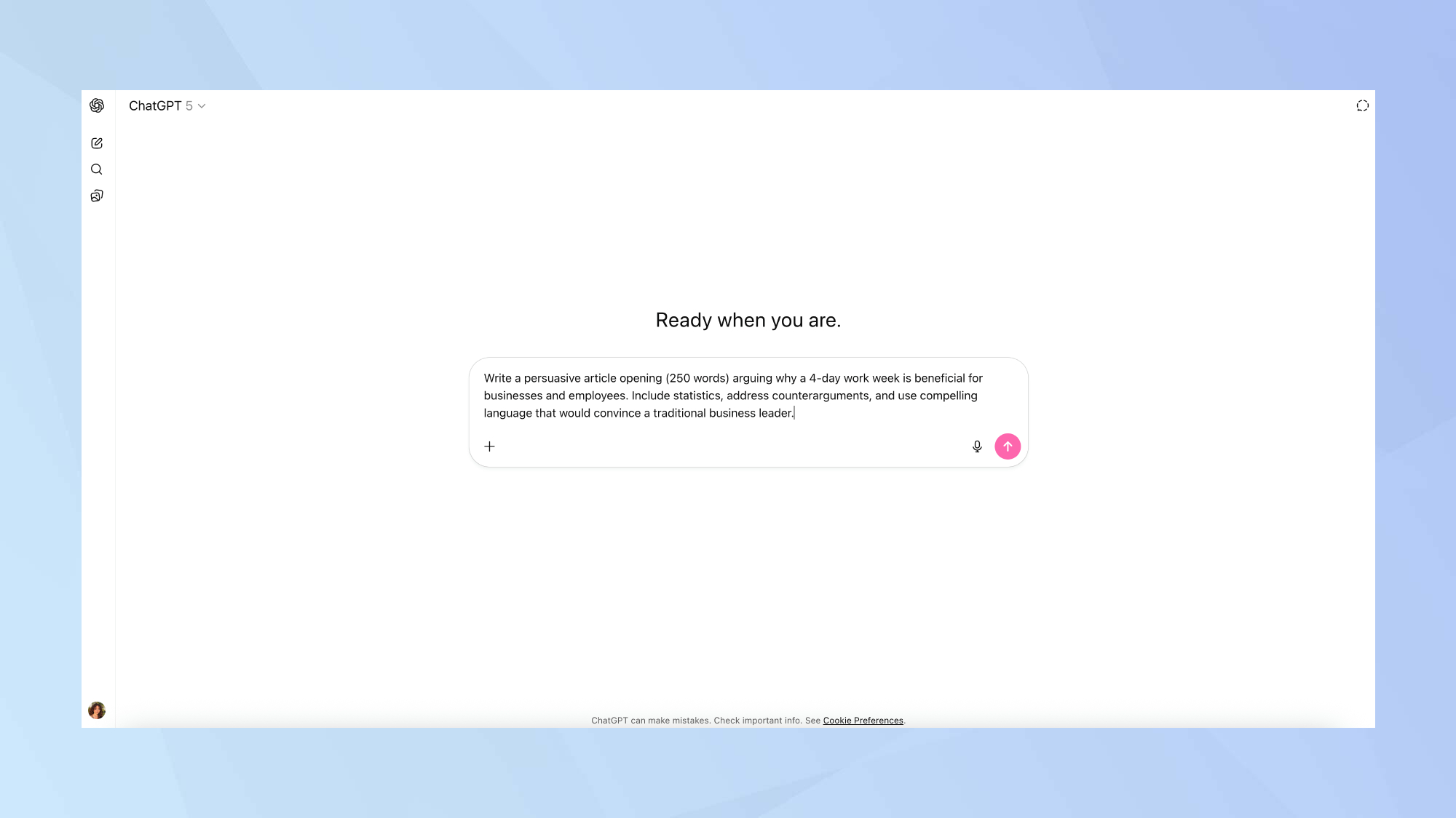 GPT-5 persuasive writing prompt