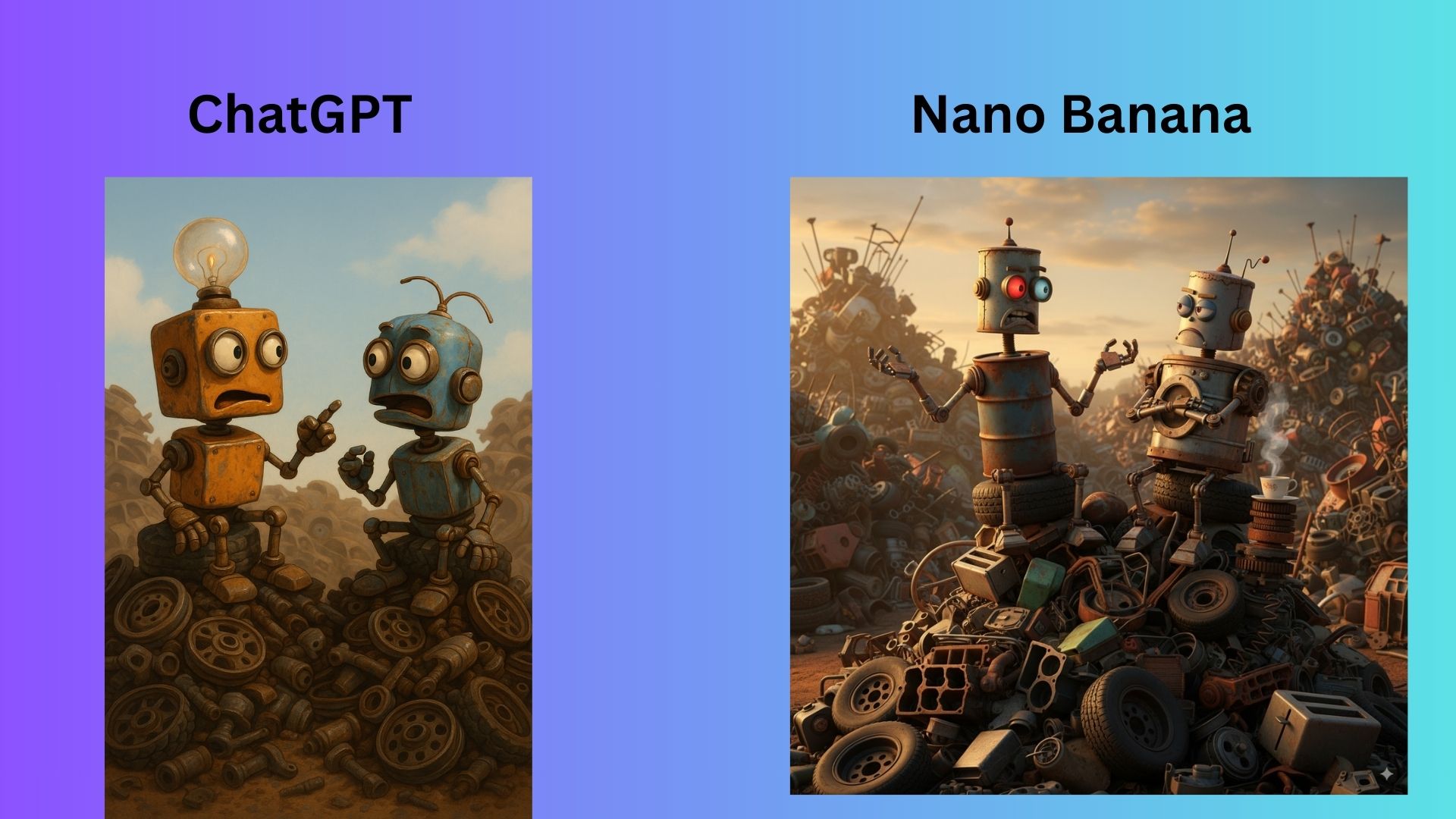 لقطة شاشة لمقارنة ChatGPT و Nano Banana