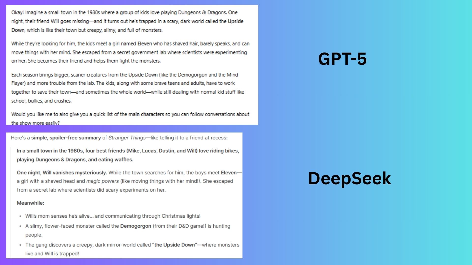 GPT-5 vs deepseek screenshot