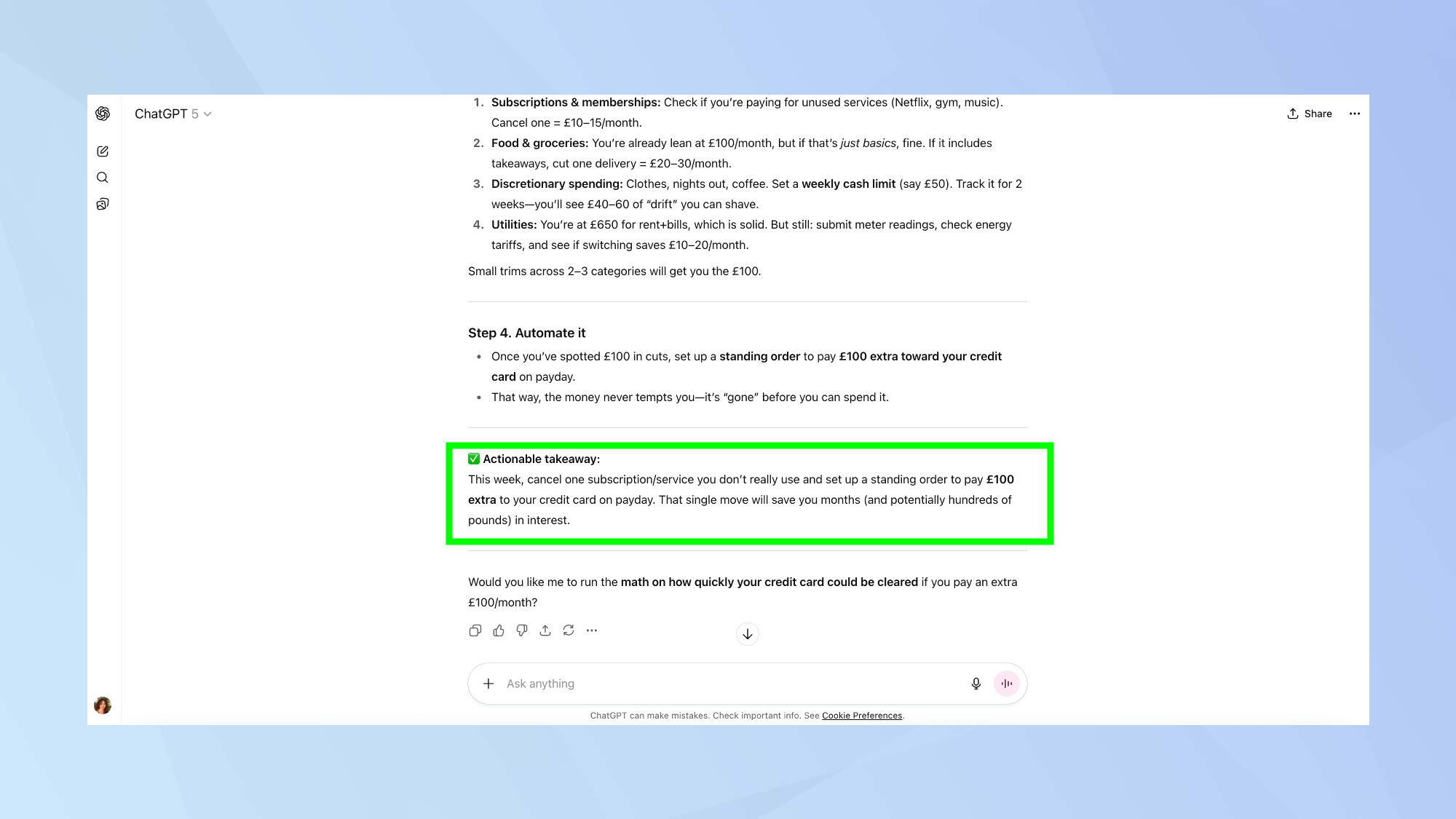 ChatGPT expert prompt actionable takeaway 