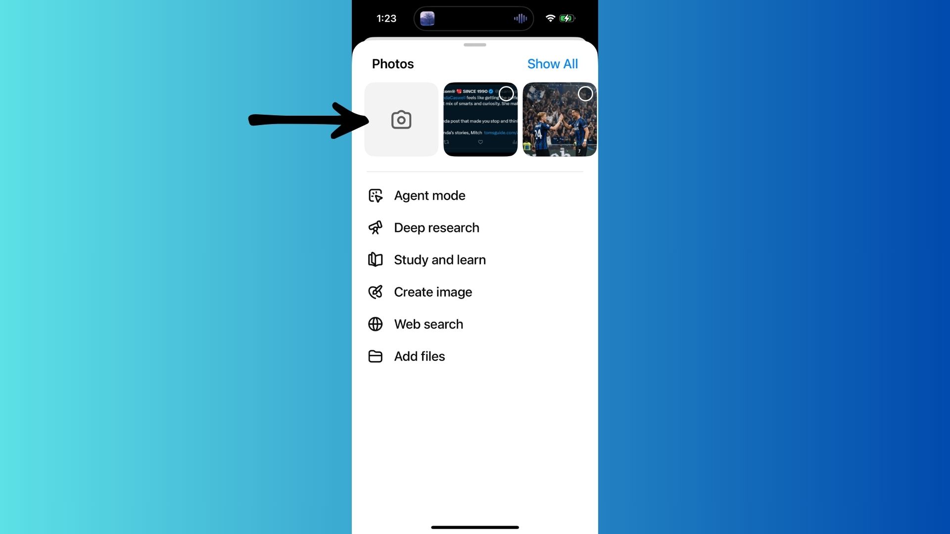 Screenshot of ChatGPT camera